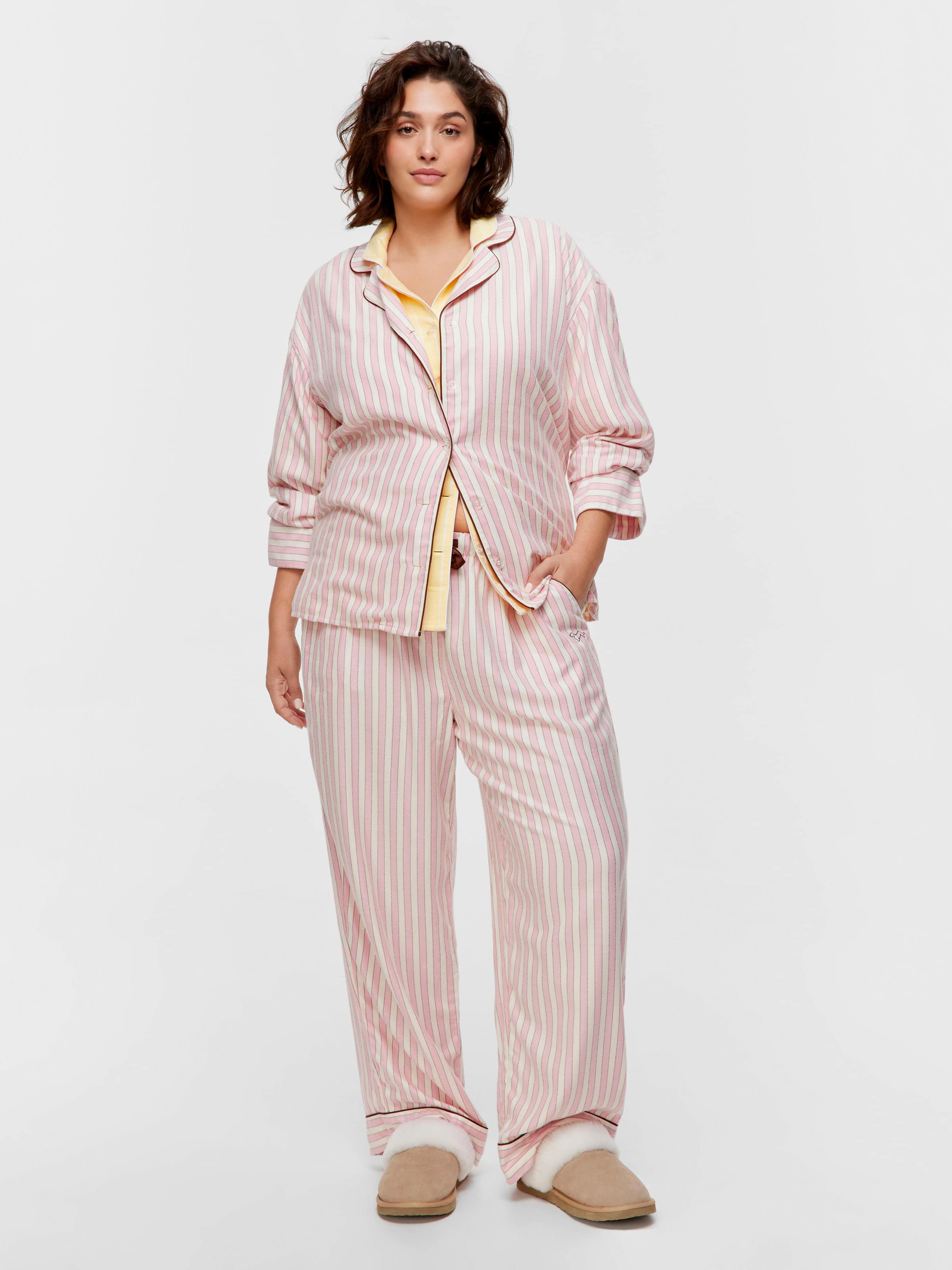 P.A. Plus Pink Stripe Viscose Flannelette Classic Pj Pant