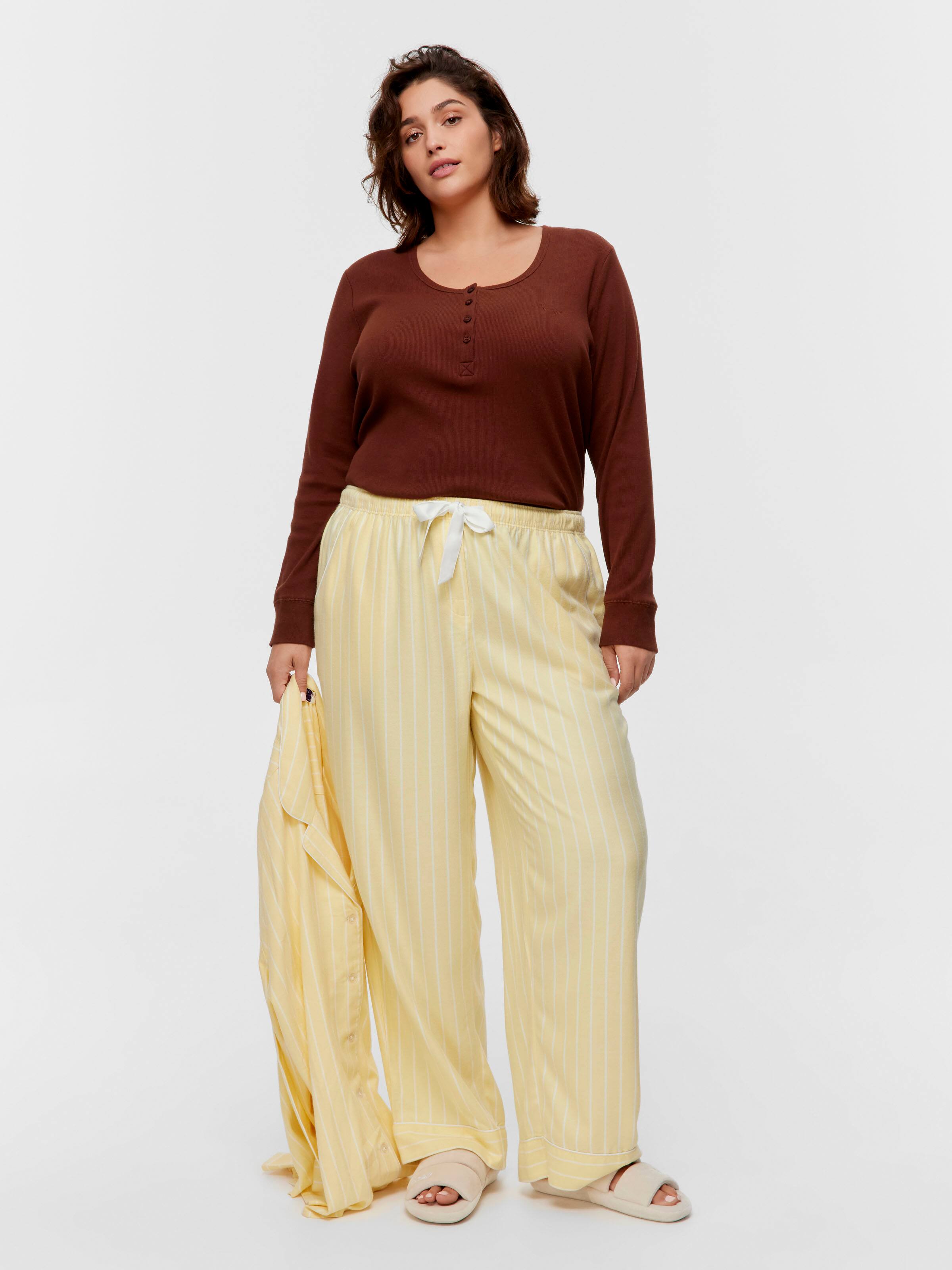 P.A. Plus Yellow Stripe Viscose Flannelette Classic Pj Pant
