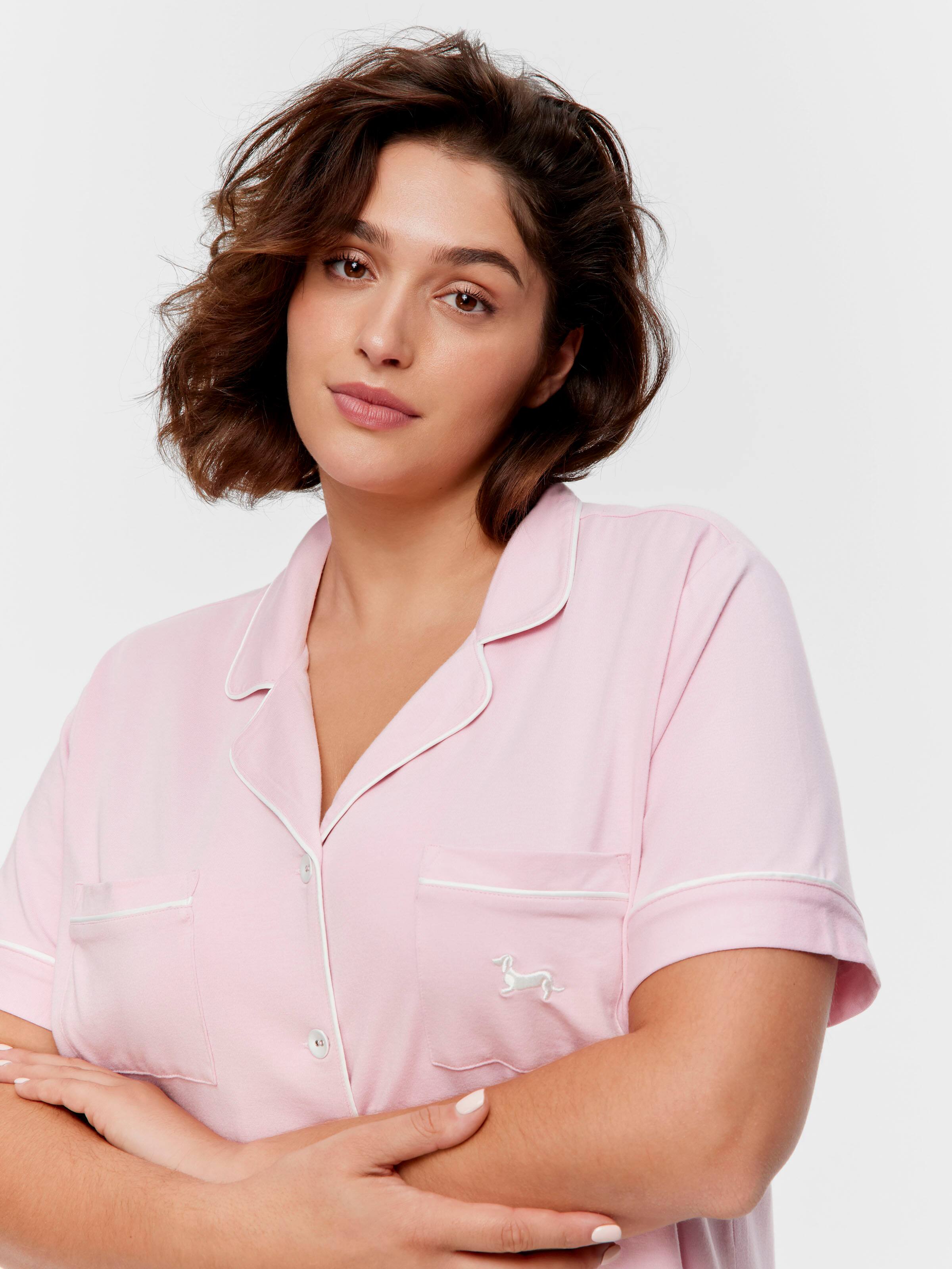 P.A. Plus Pink Bamboo Jersey Shortie Pj Set