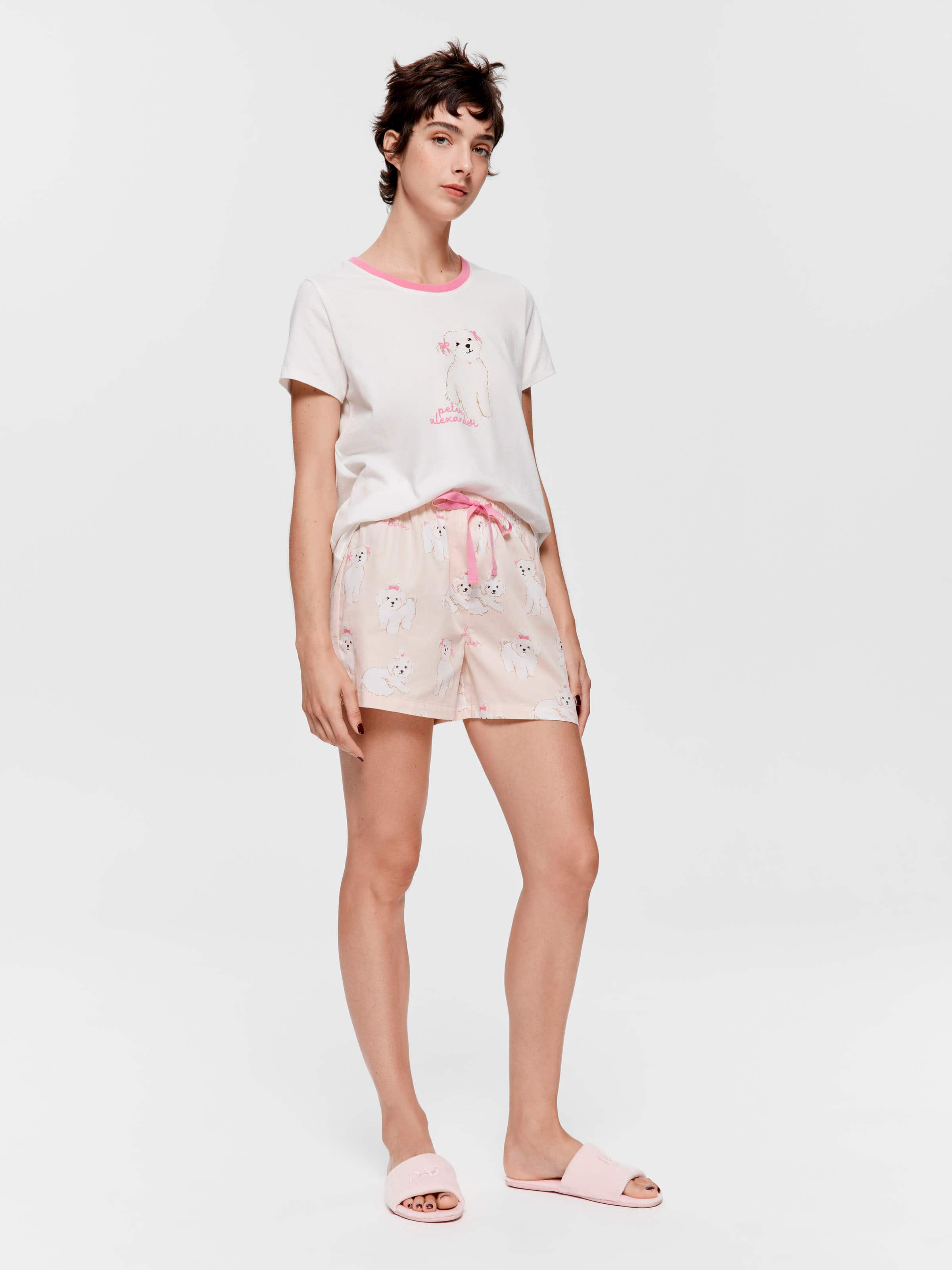 Maltese Dog 100% Cotton Mid Short