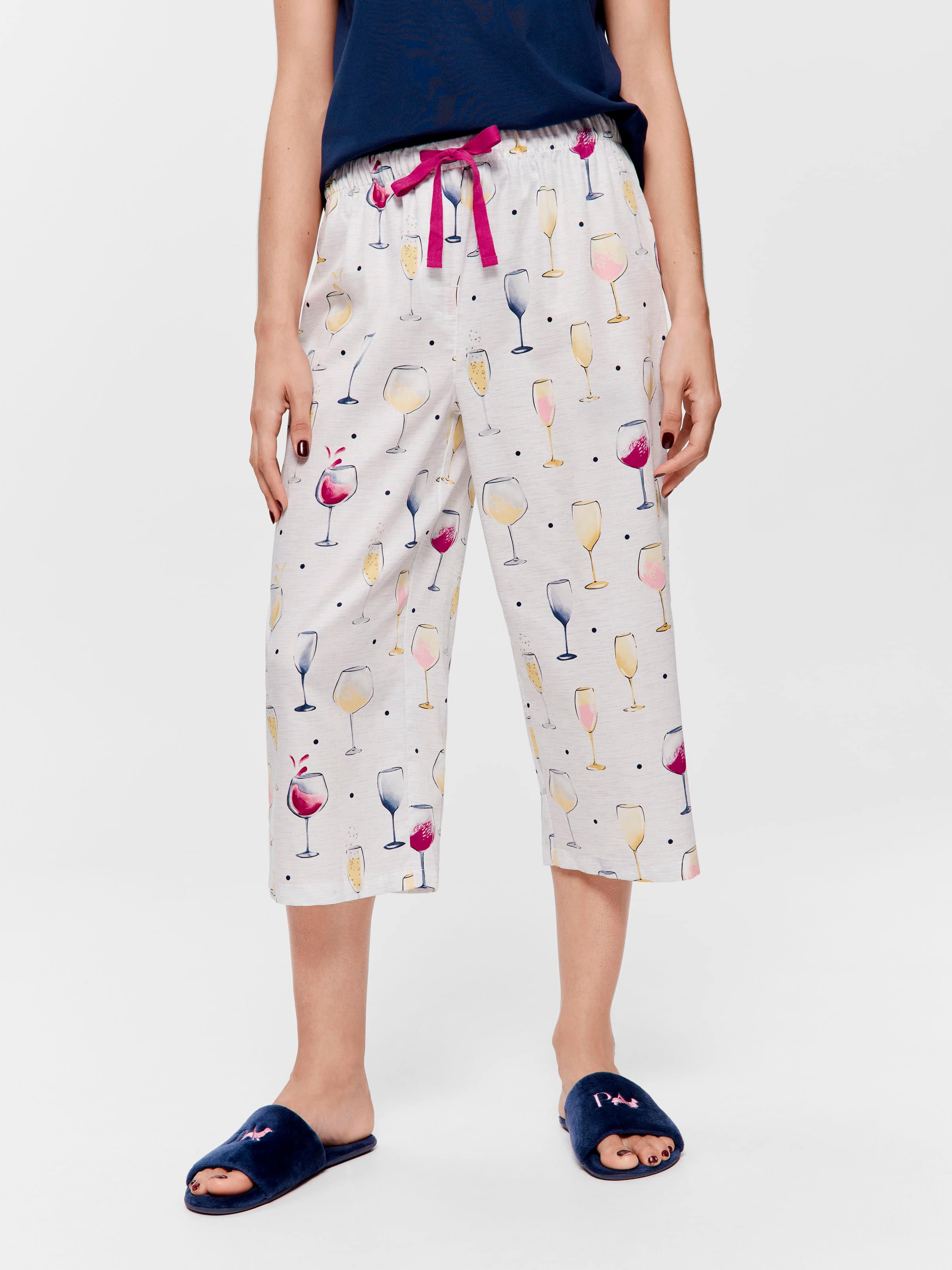 Wine 100% Cotton 3/4 Pj Pant