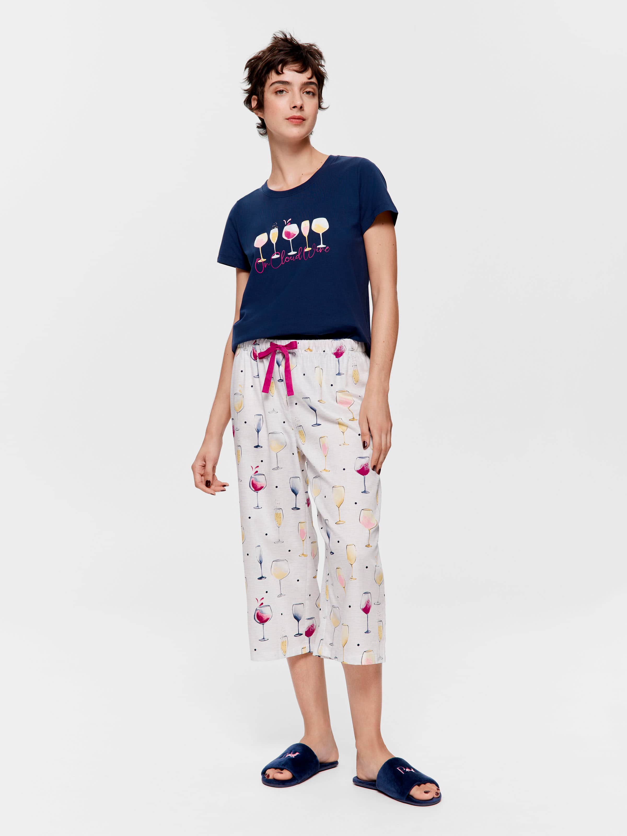 Wine 100% Cotton 3/4 Pj Pant