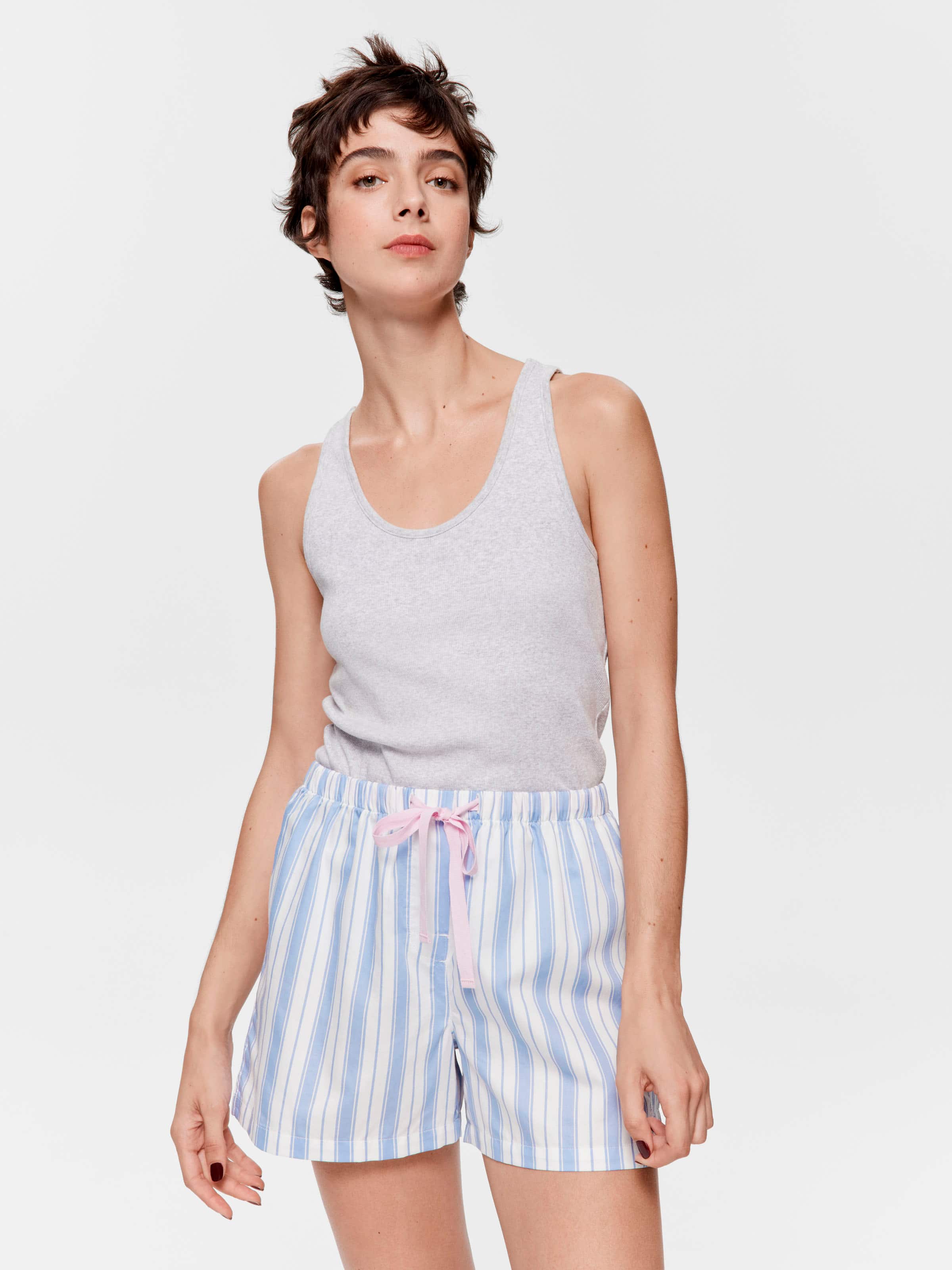 Mattress Blue Stripe 100% Cotton Mid Short