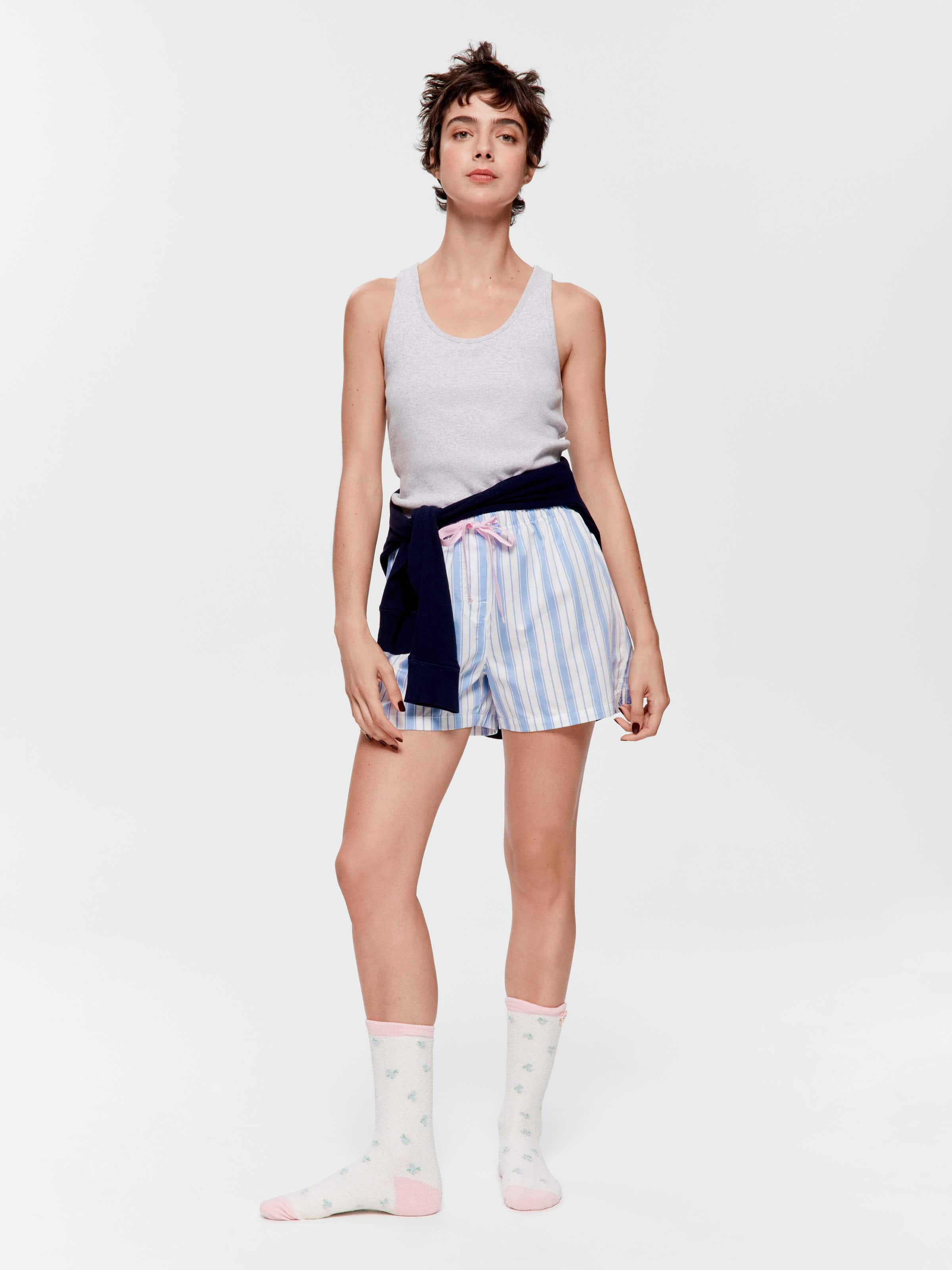 Mattress Blue Stripe 100% Cotton Mid Short