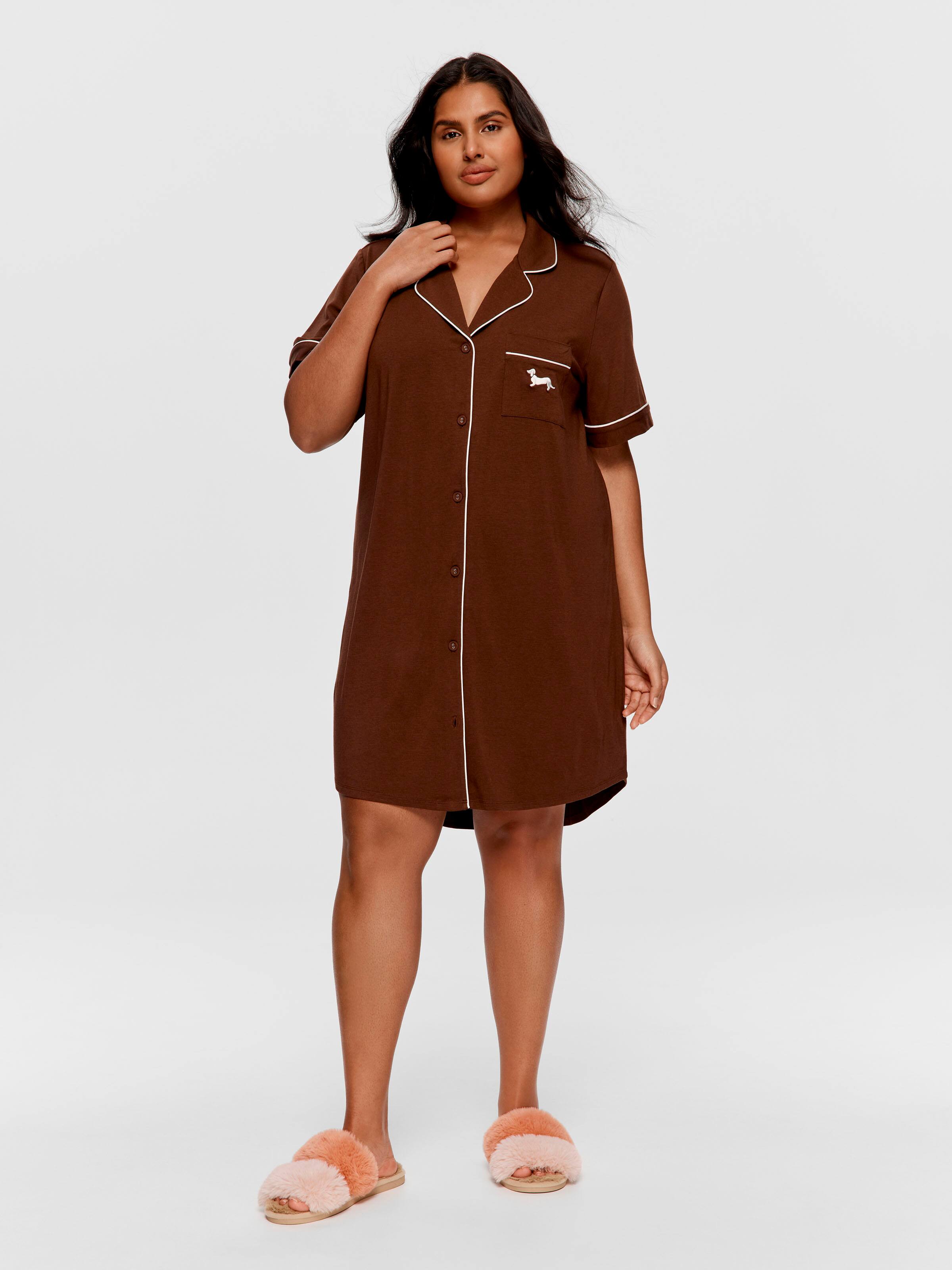 P.A. Plus Chocolate Bamboo Short Sleeve Nightshirt