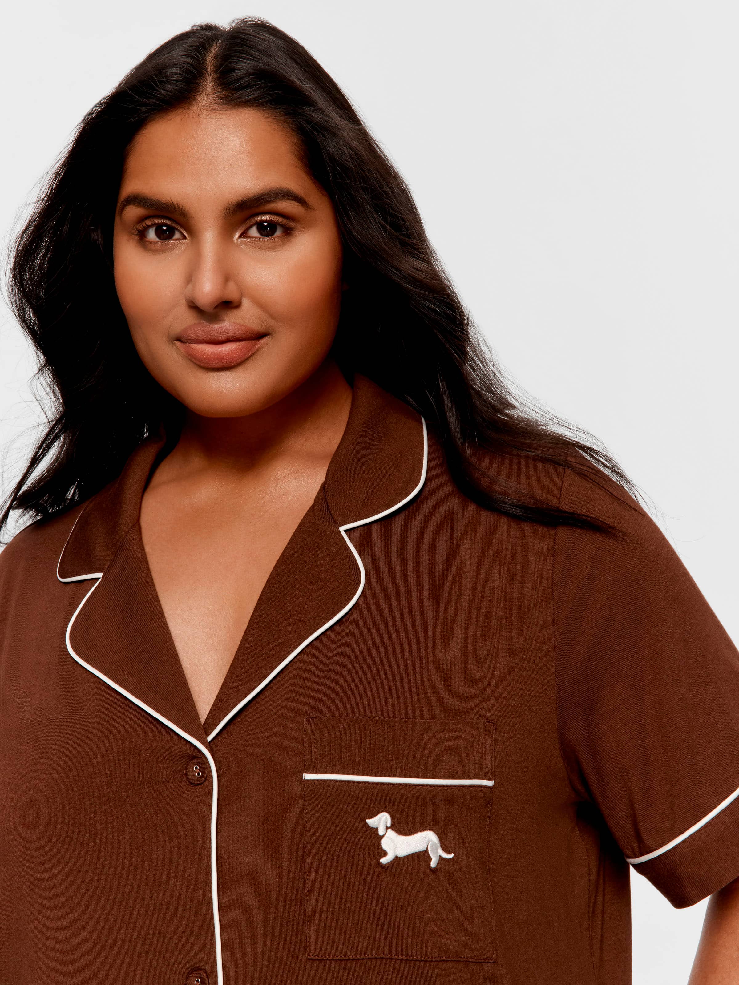 P.A. Plus Chocolate Bamboo Short Sleeve Nightshirt