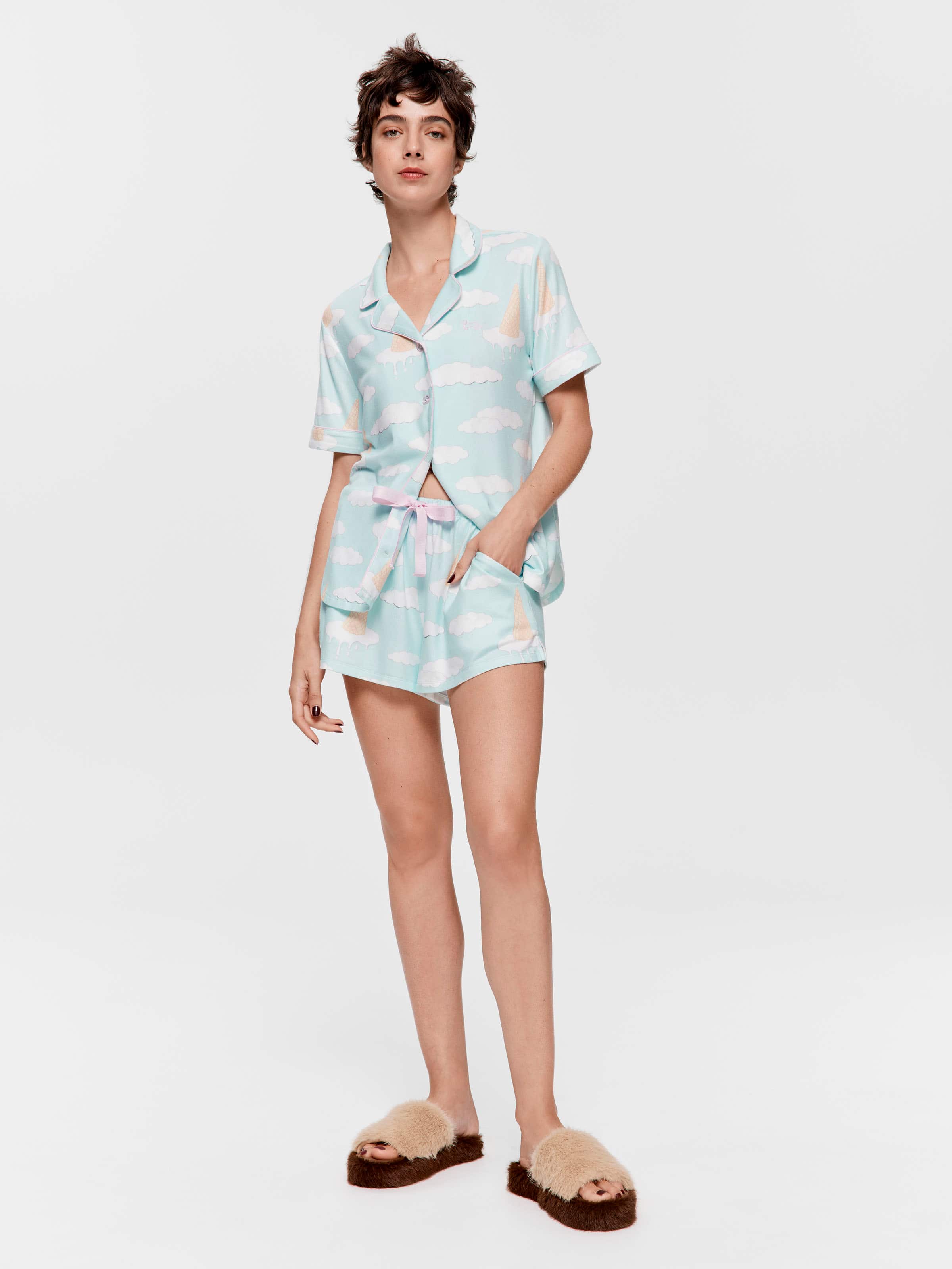 Ice Cream Cloud Plush Shortie Pj Set