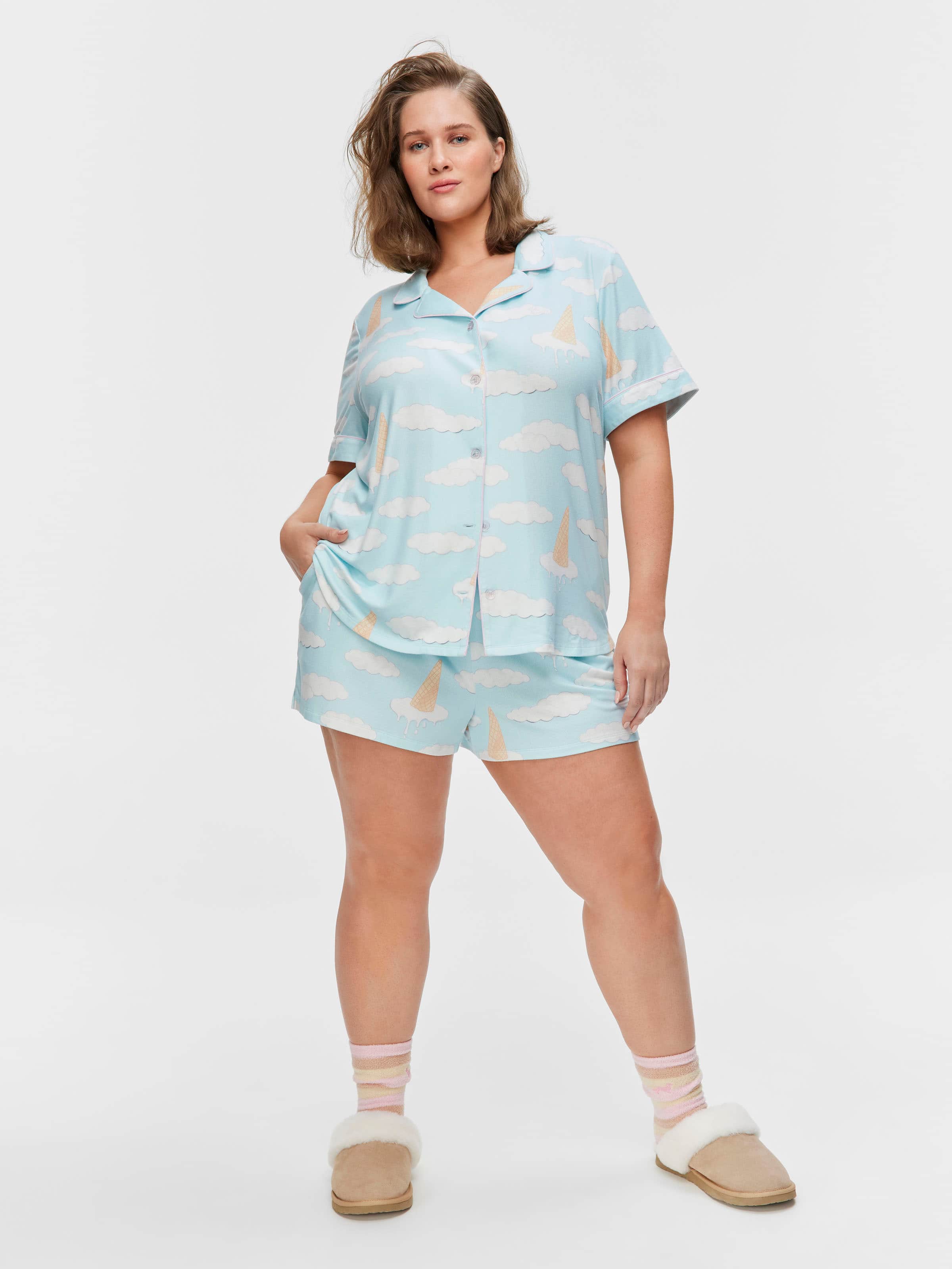 P.A. Plus Ice Cream Cloud Plush Shortie Pj Set