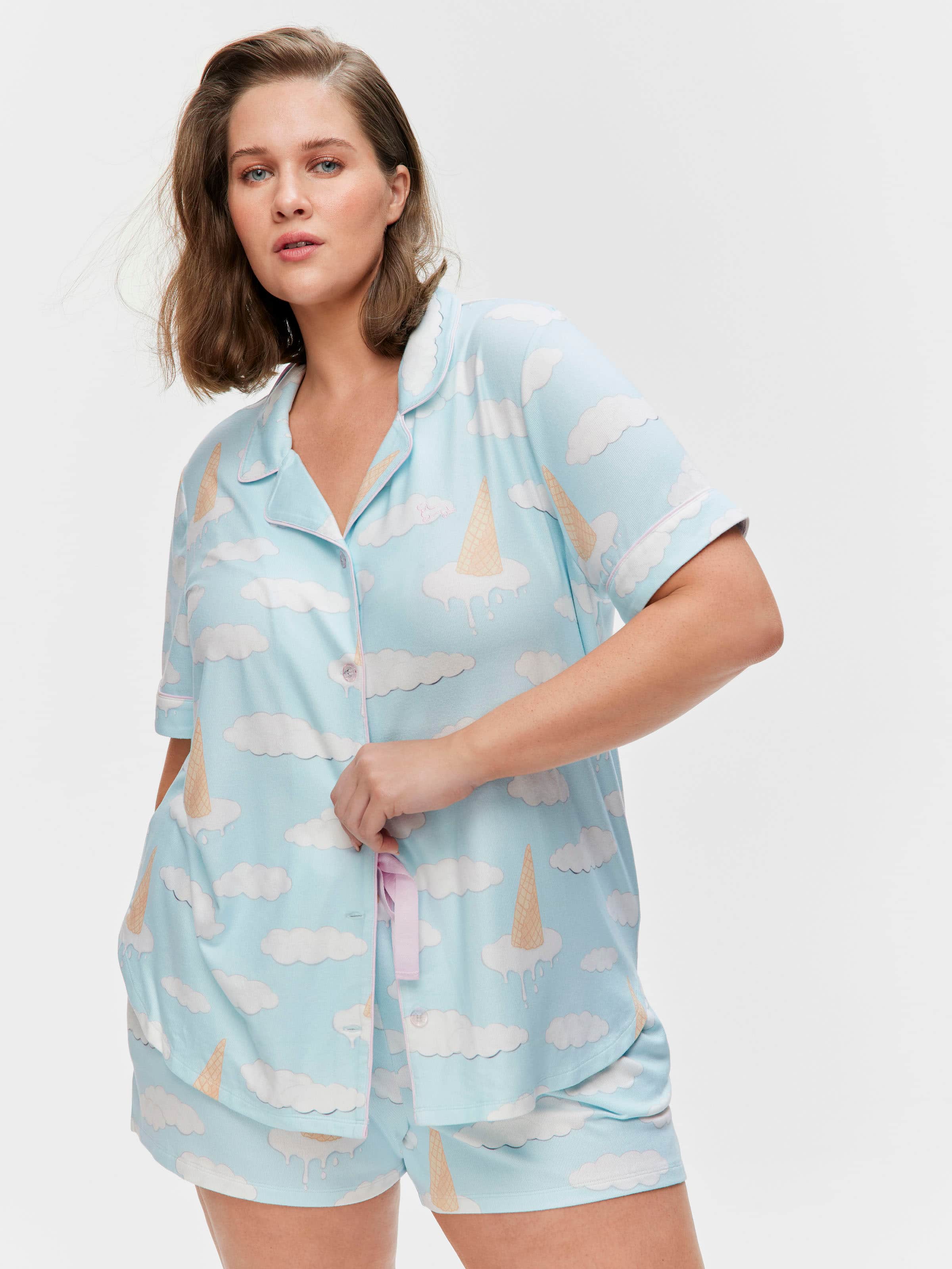 P.A. Plus Ice Cream Cloud Plush Shortie Pj Set