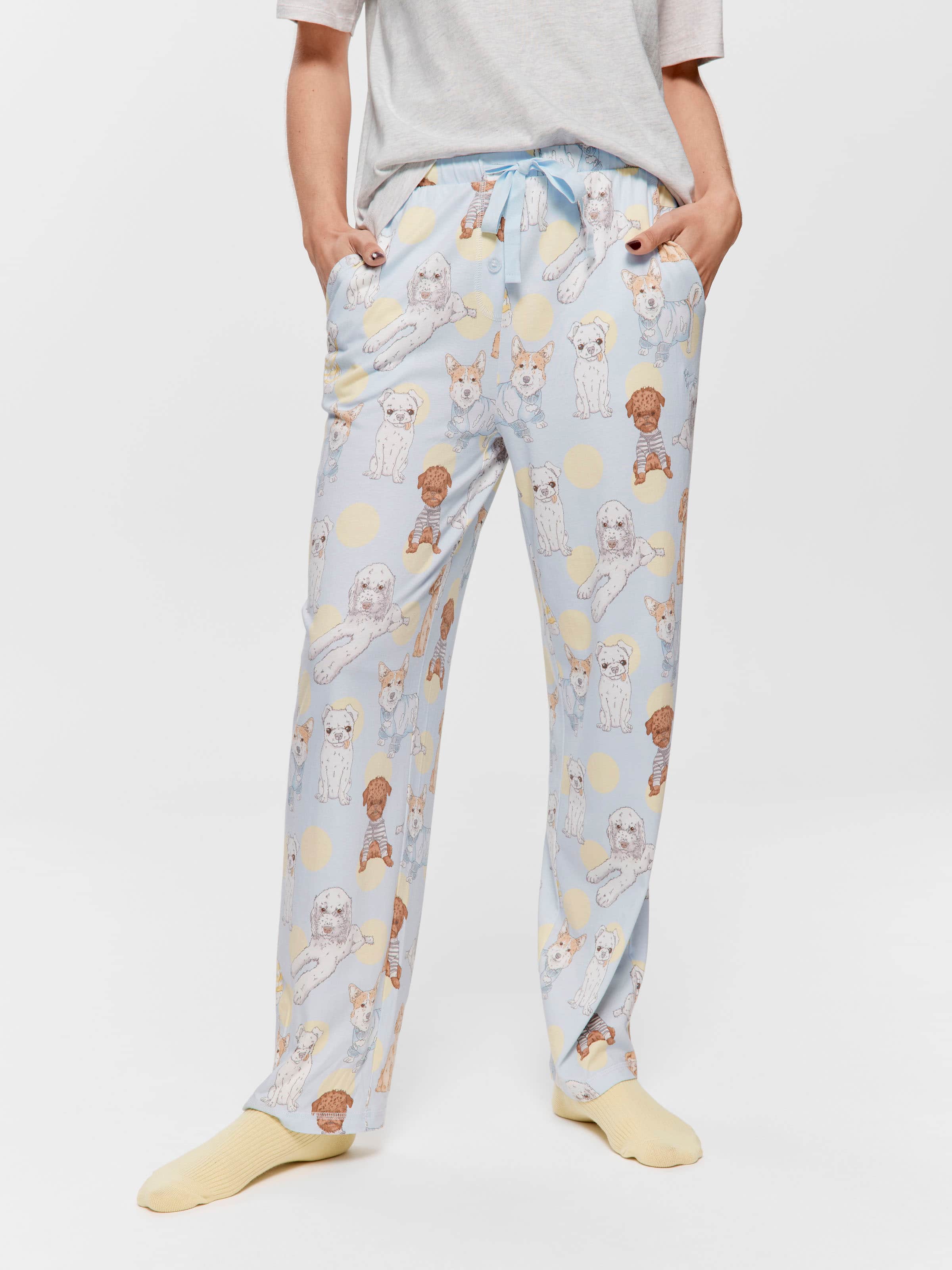 Cute Dogs Straight Leg Pj Pant