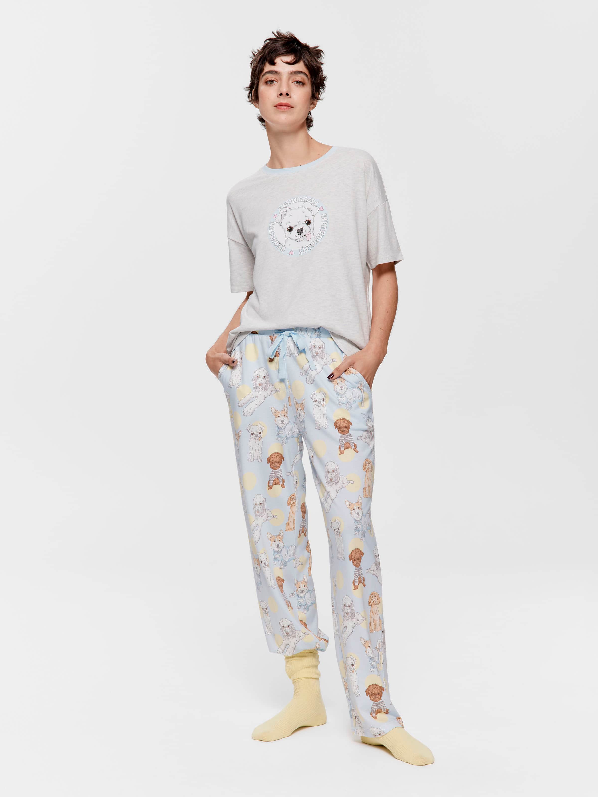 Cute Dogs Straight Leg Pj Pant