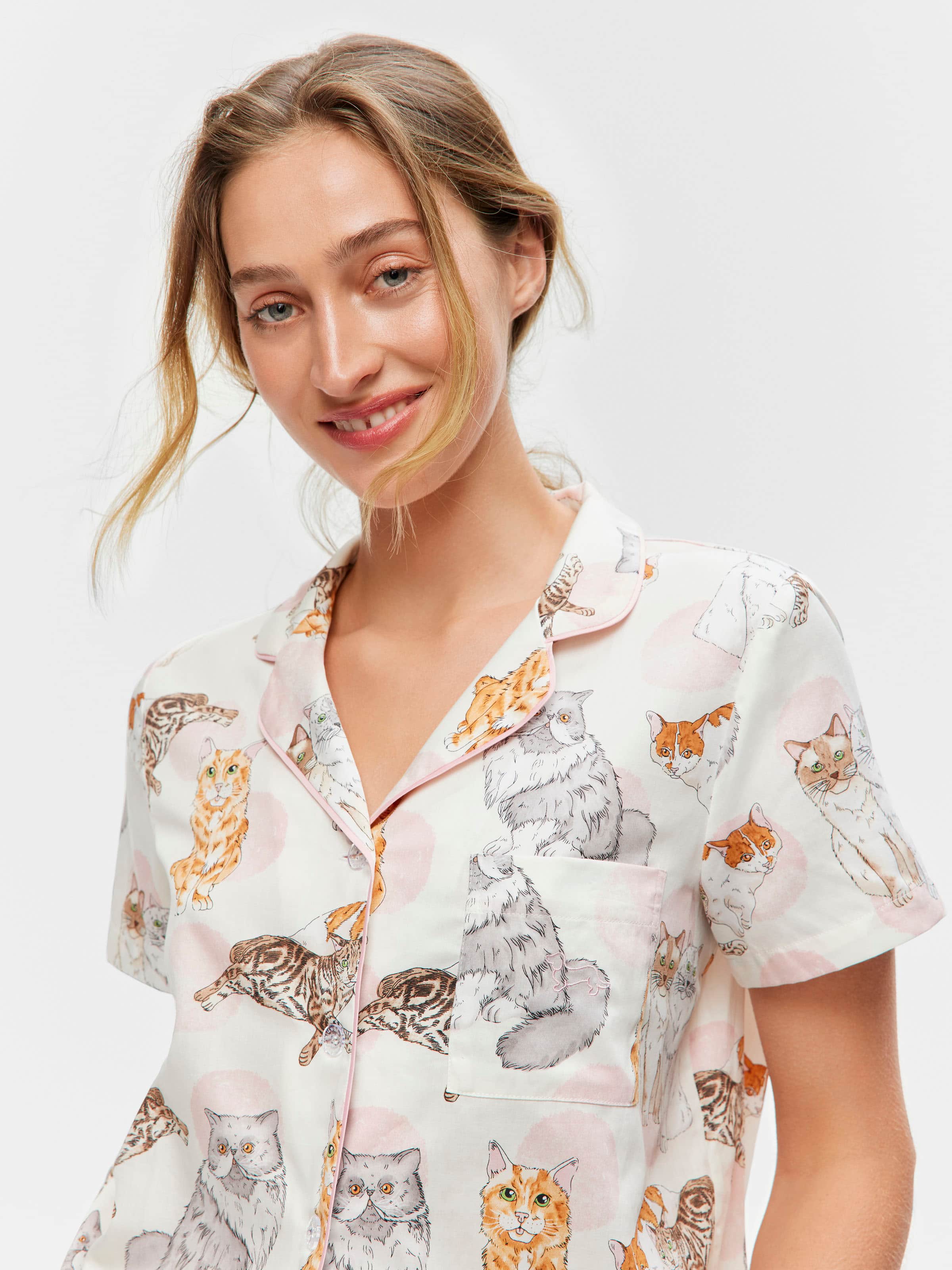Cats 100% Cotton Short Sleeve Shirt