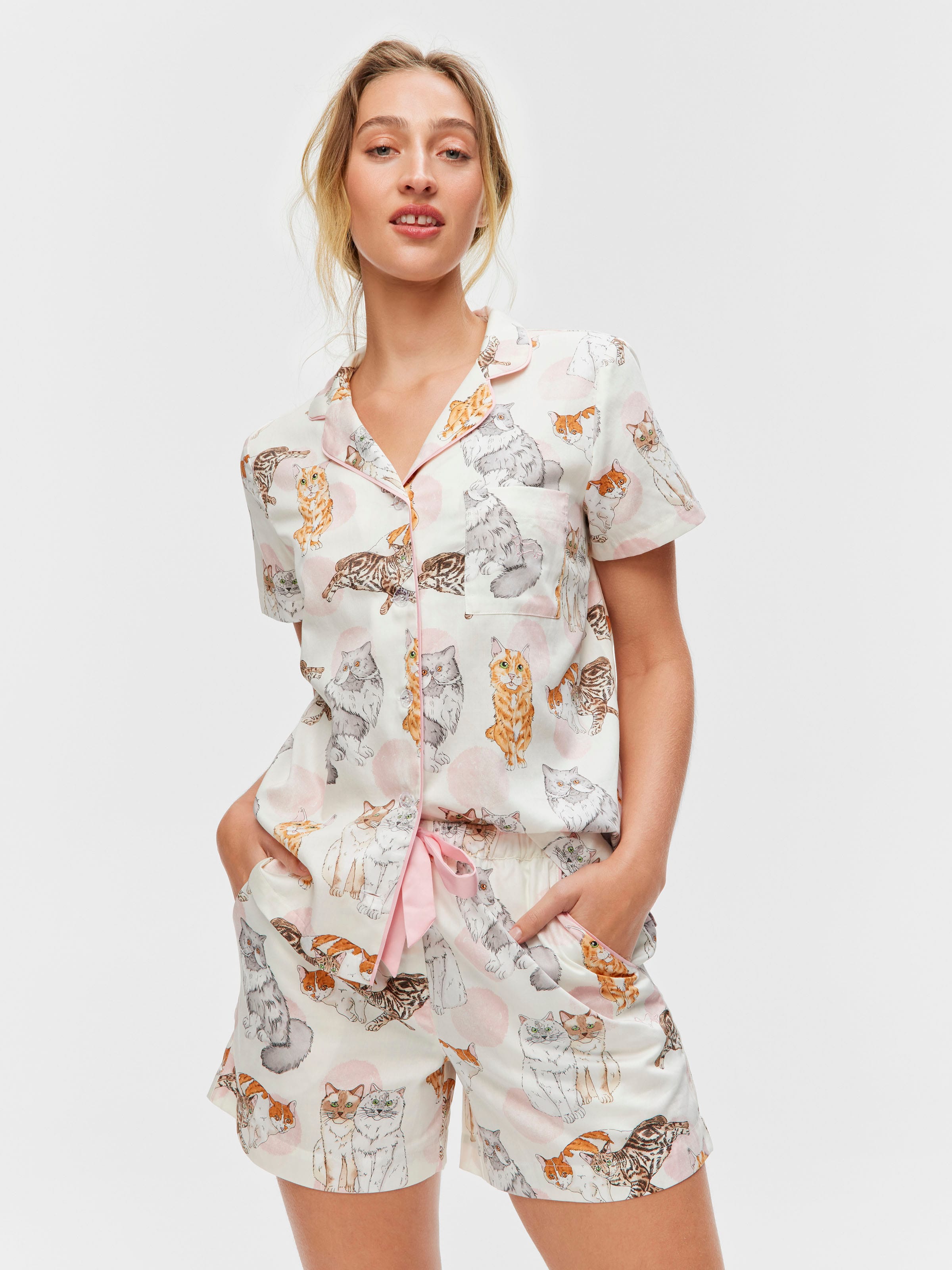 Cats 100% Cotton Long Short