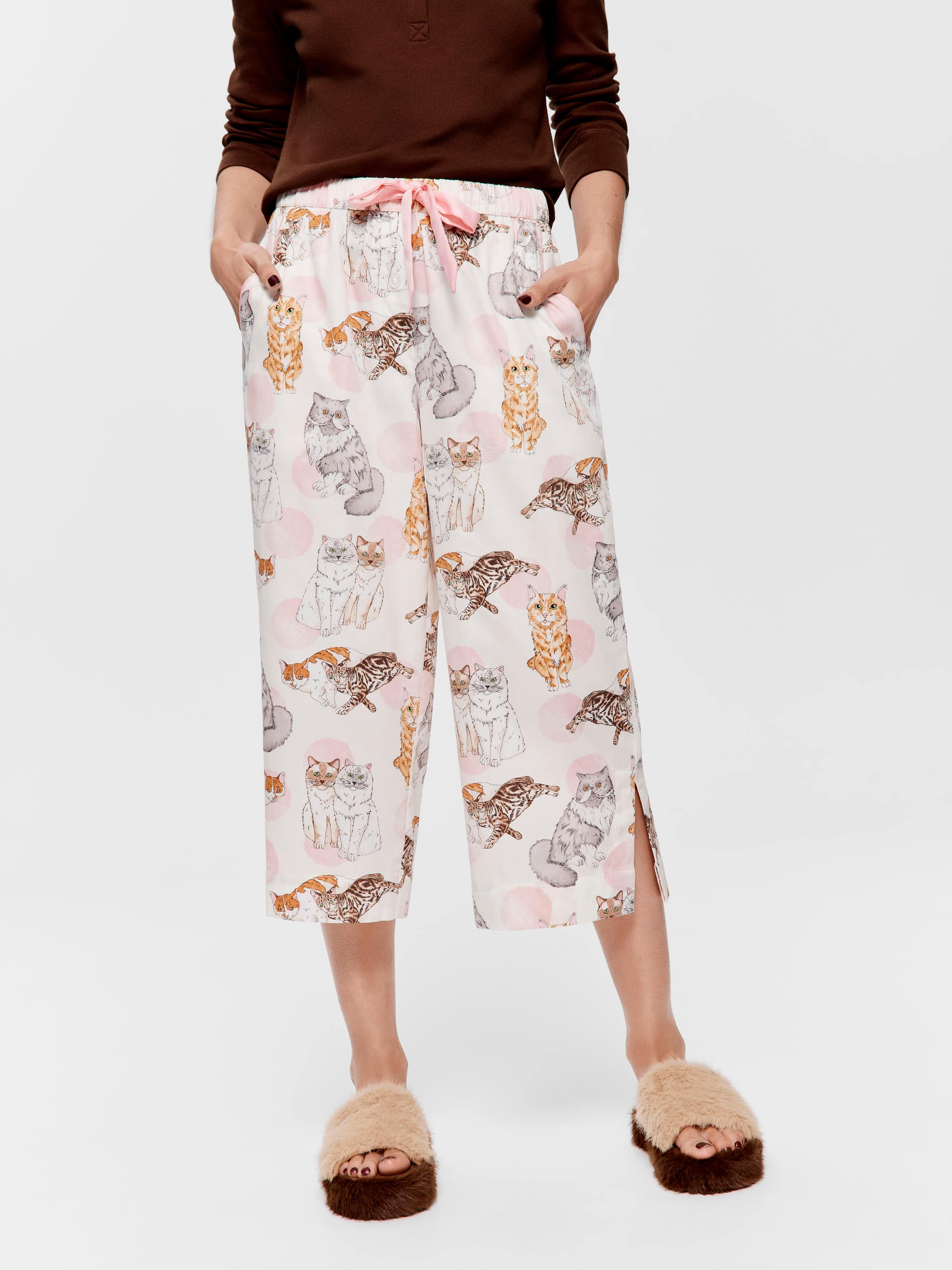 Cats 100% Cotton Cropped Fashion Pj Pant