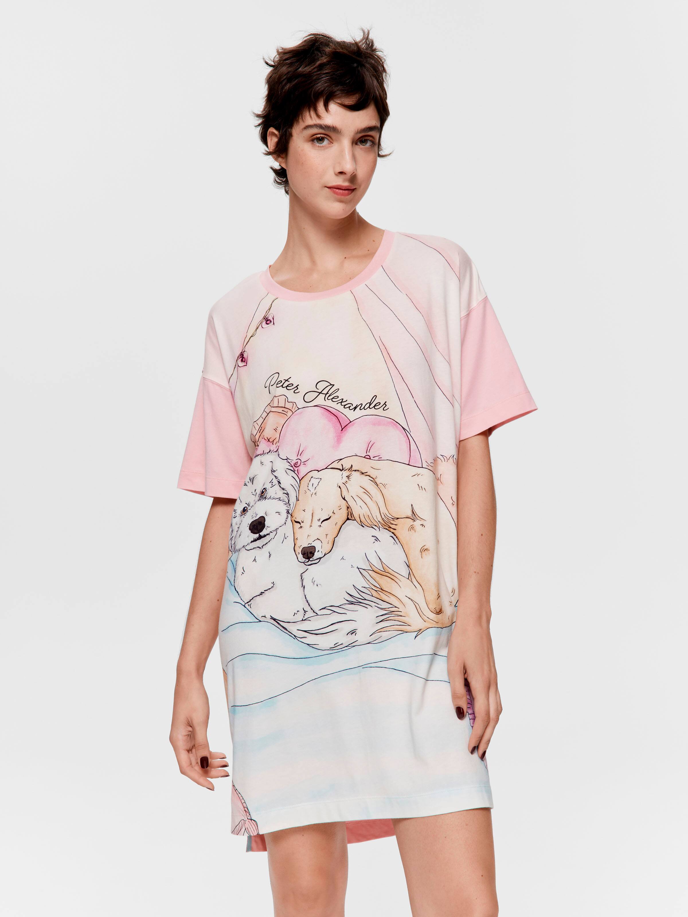 Dog Nap Split Hem Sleep Tee