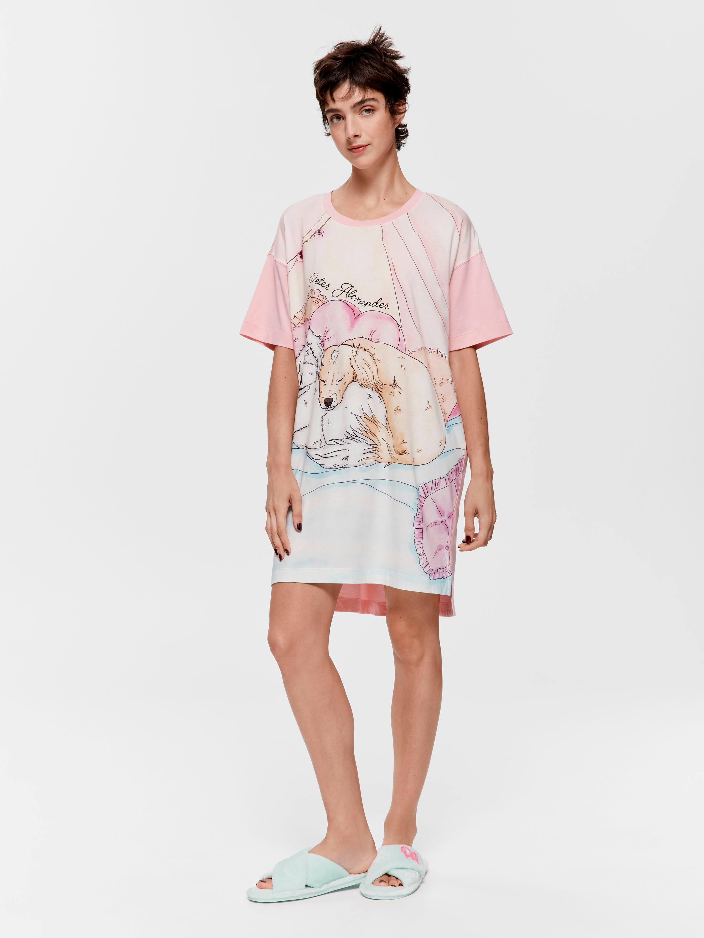 Dog Nap Split Hem Sleep Tee