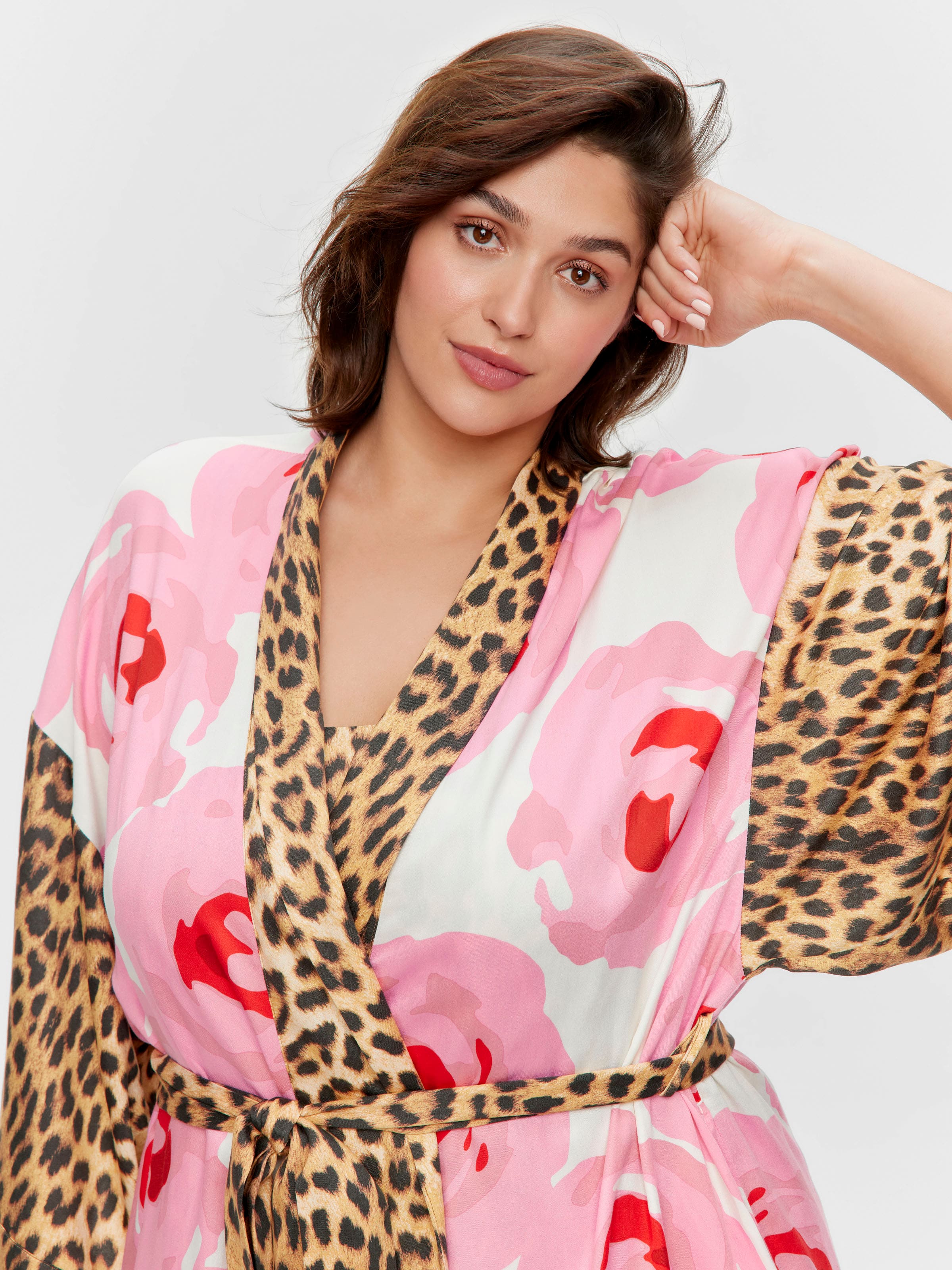 P.A. Plus Floral Leopard Long Fashion Gown
