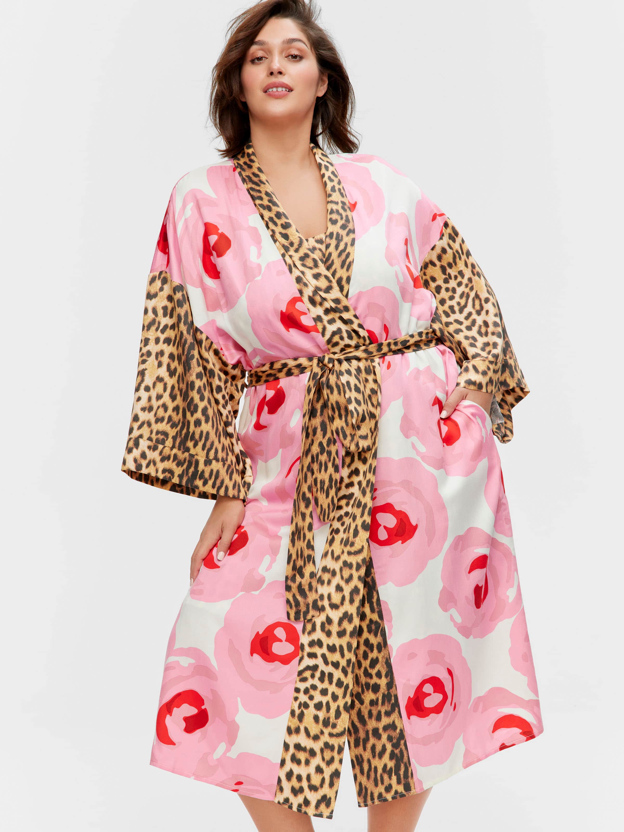 P.A. Plus Floral Leopard Long Fashion Gown