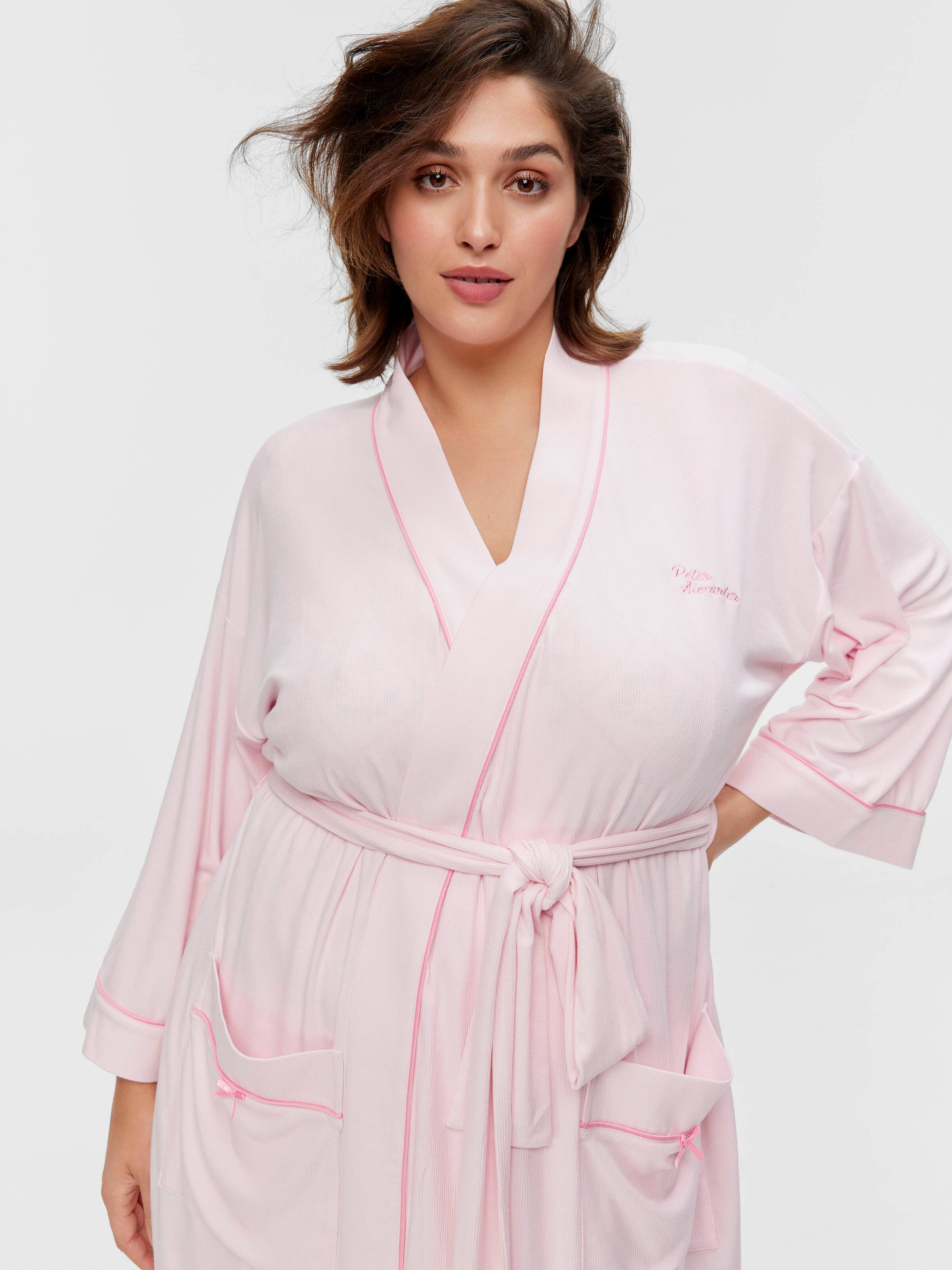 P.A. Plus Pink Bow Rib Knit Gown