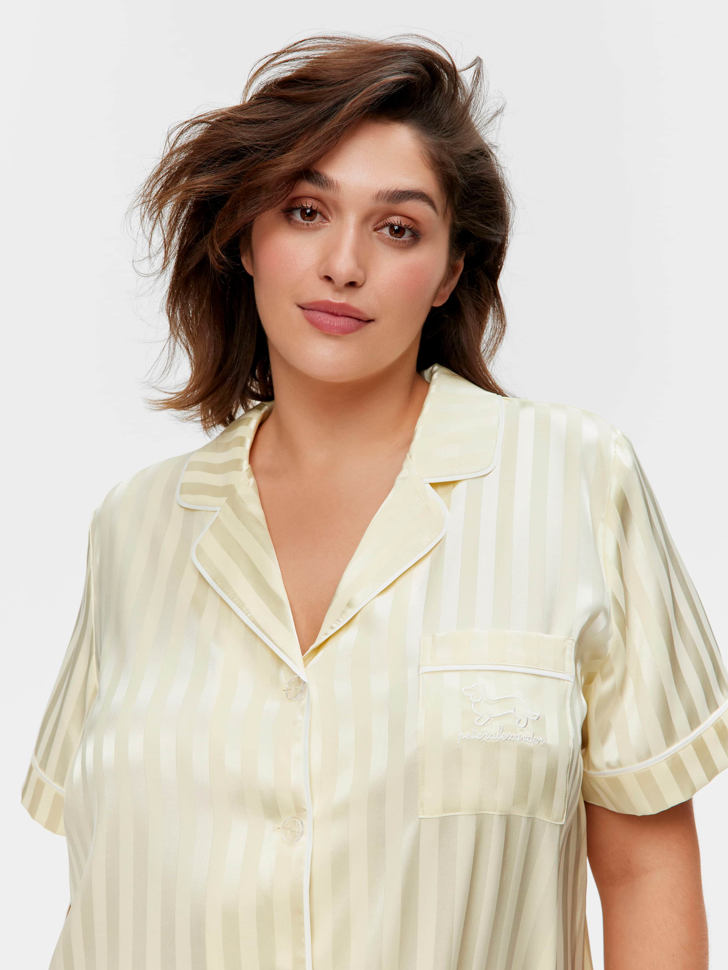 P.A. Plus Butter Stripe Chic Satin Nightshirt