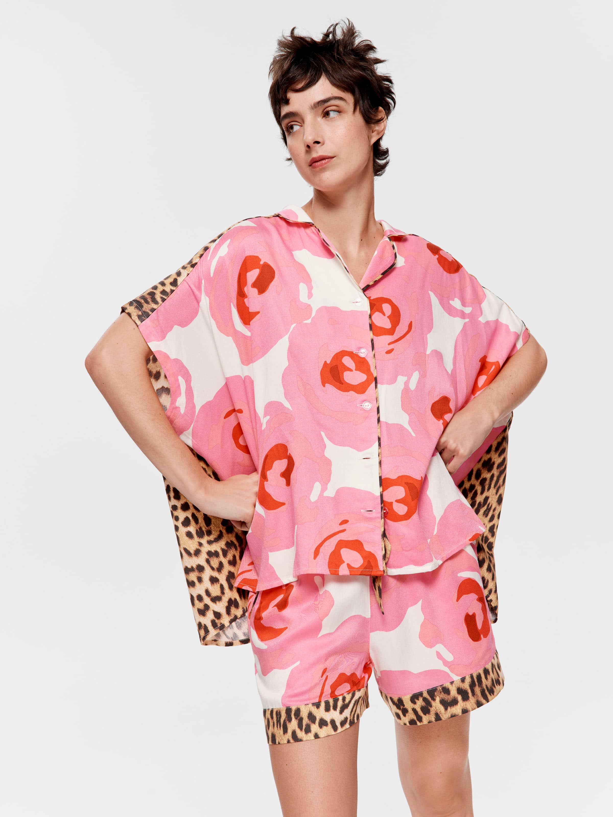 Floral Leopard Fashion Shortie Pj Set