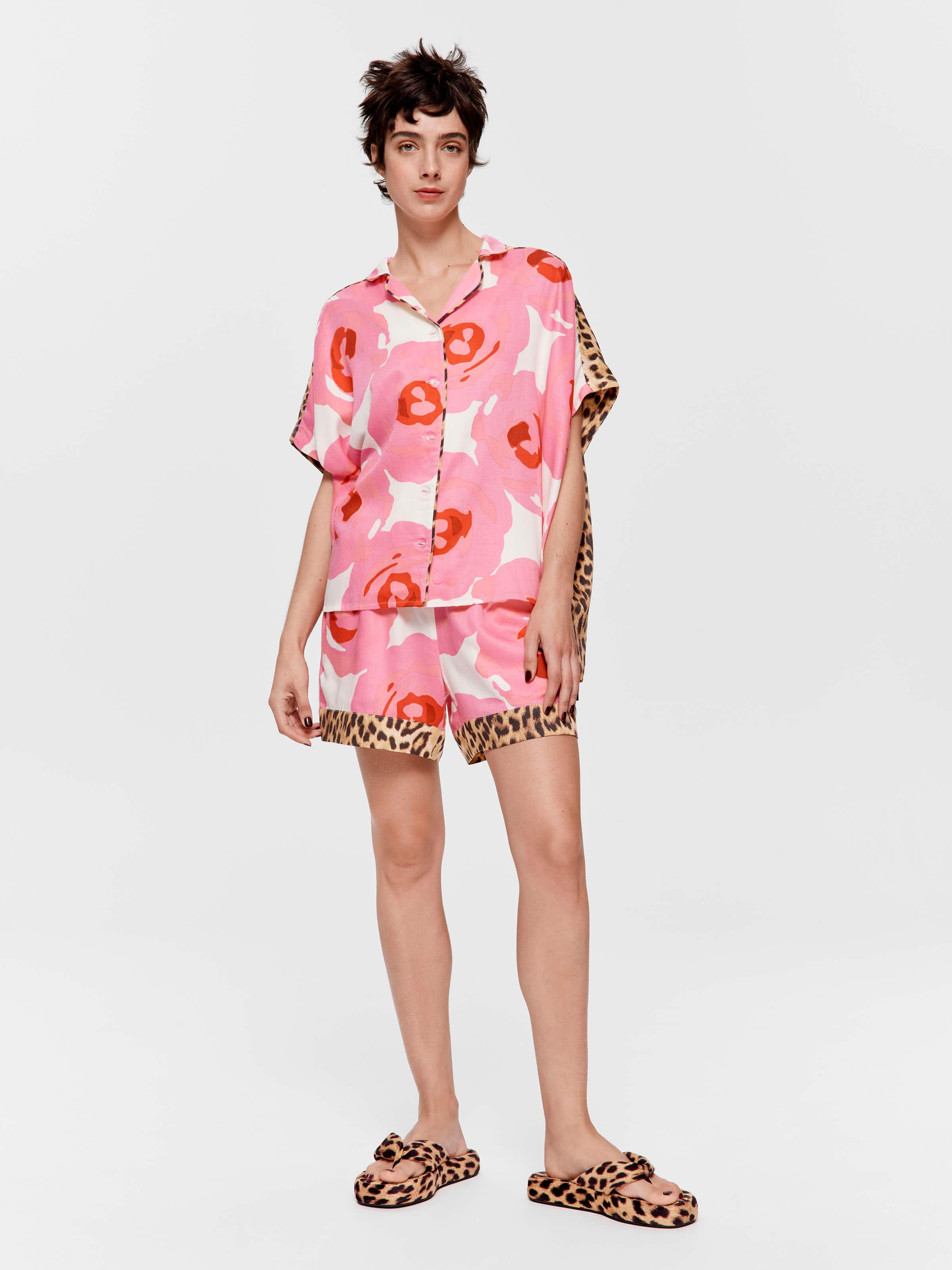 Floral Leopard Fashion Shortie Pj Set
