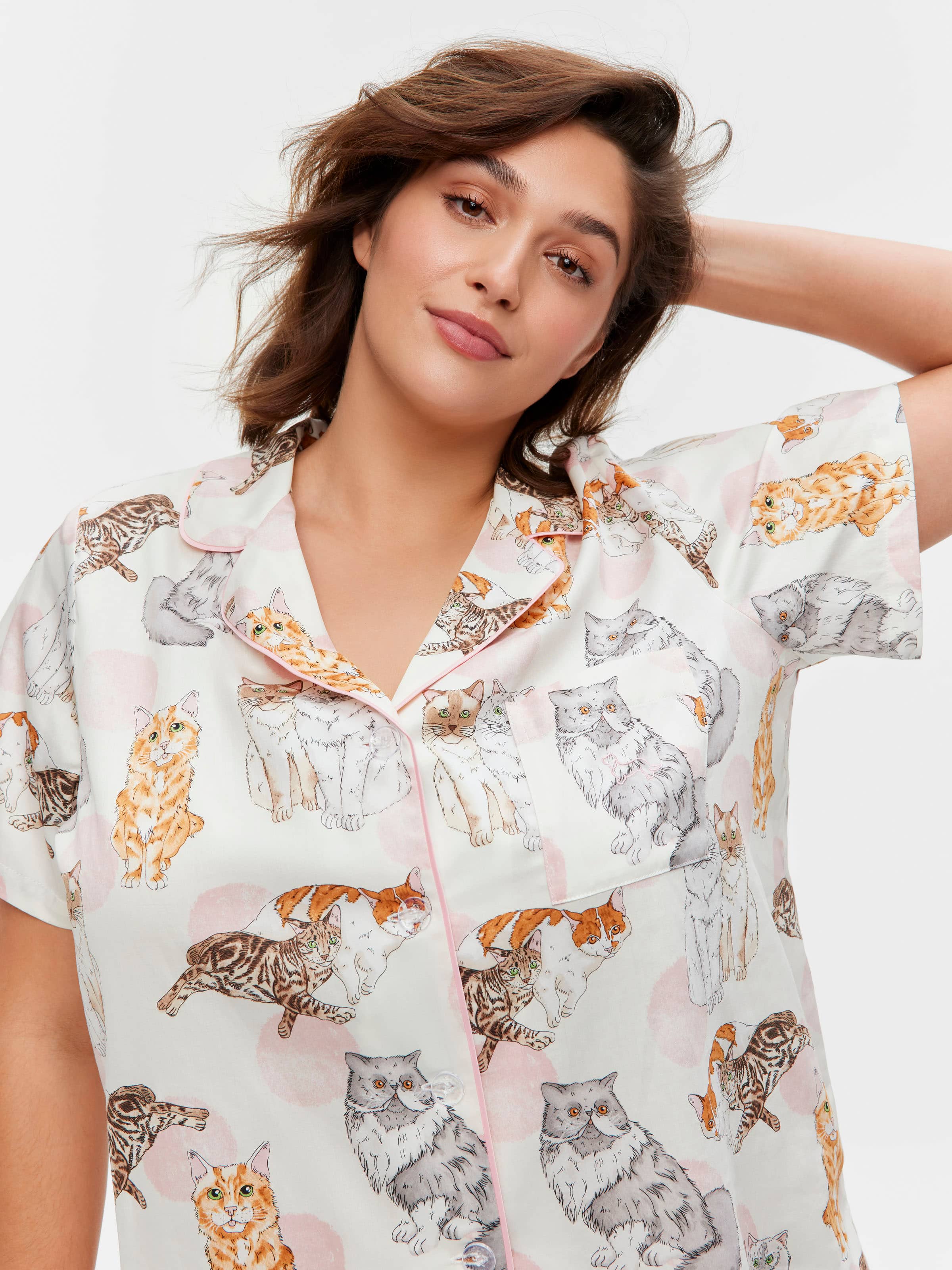 P.A. Plus Cats 100% Cotton Short Sleeve Shirt