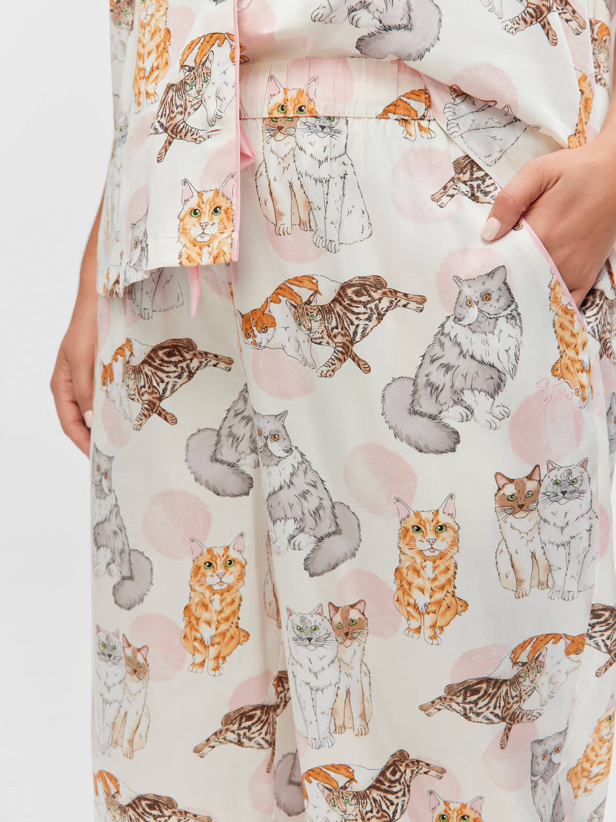 P.A. Plus Cats 100% Cotton Cropped Fashion Pj Pant