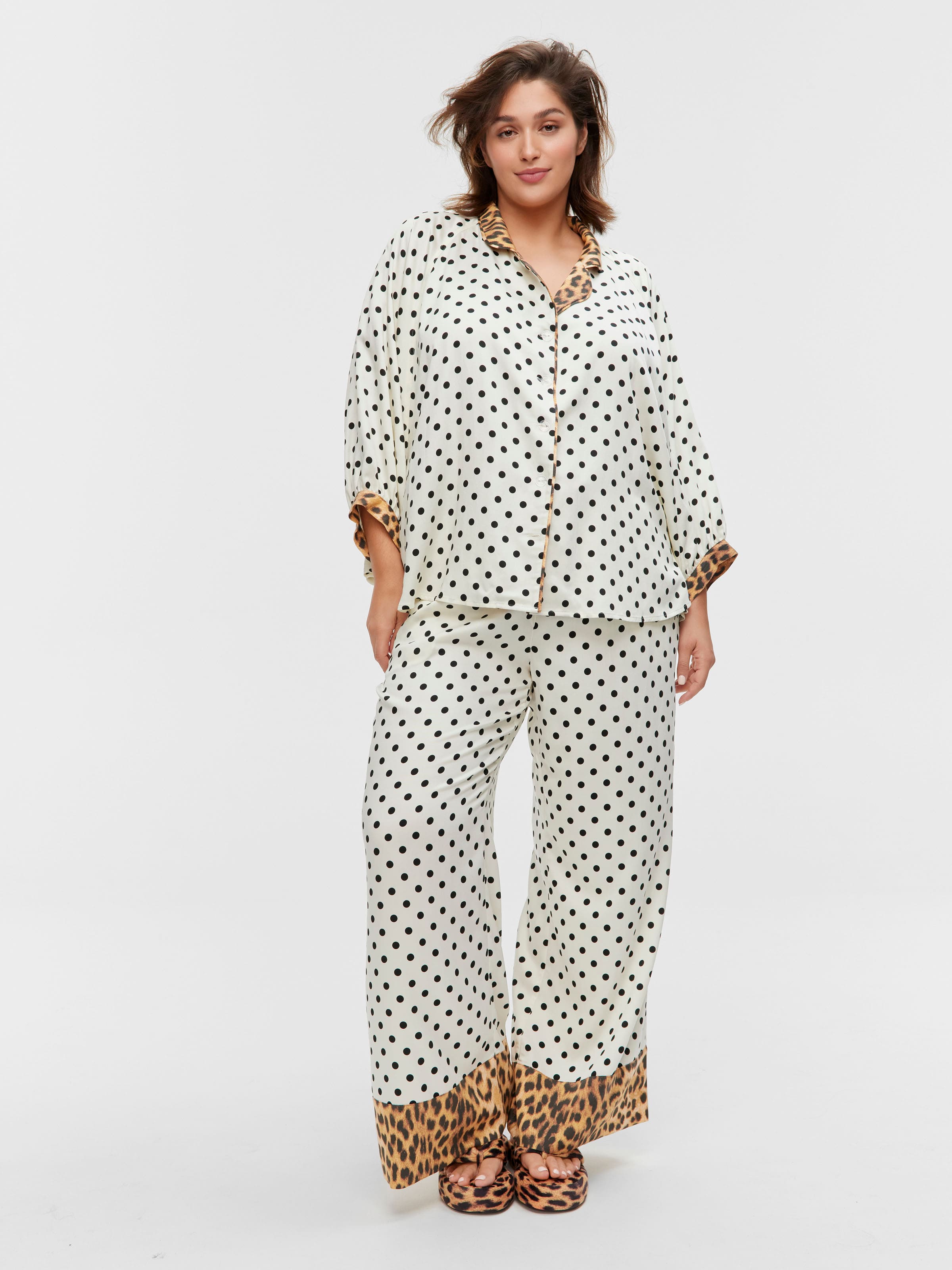 P.A. Plus Leopard Spot Fashion Long Sleeve Shirt