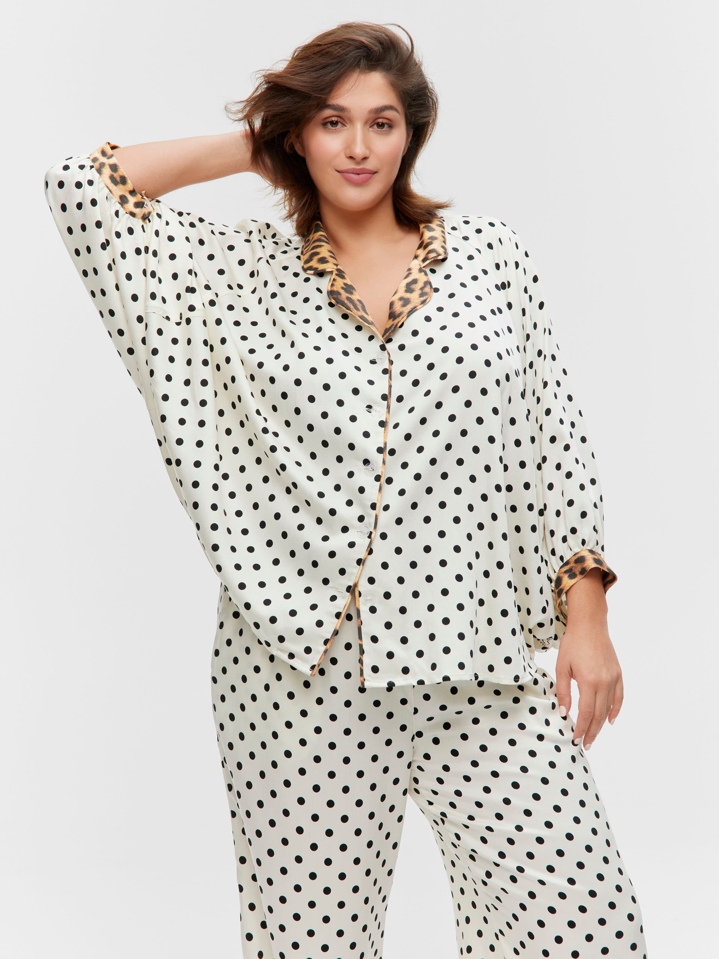 P.A. Plus Leopard Spot Fashion Long Sleeve Shirt
