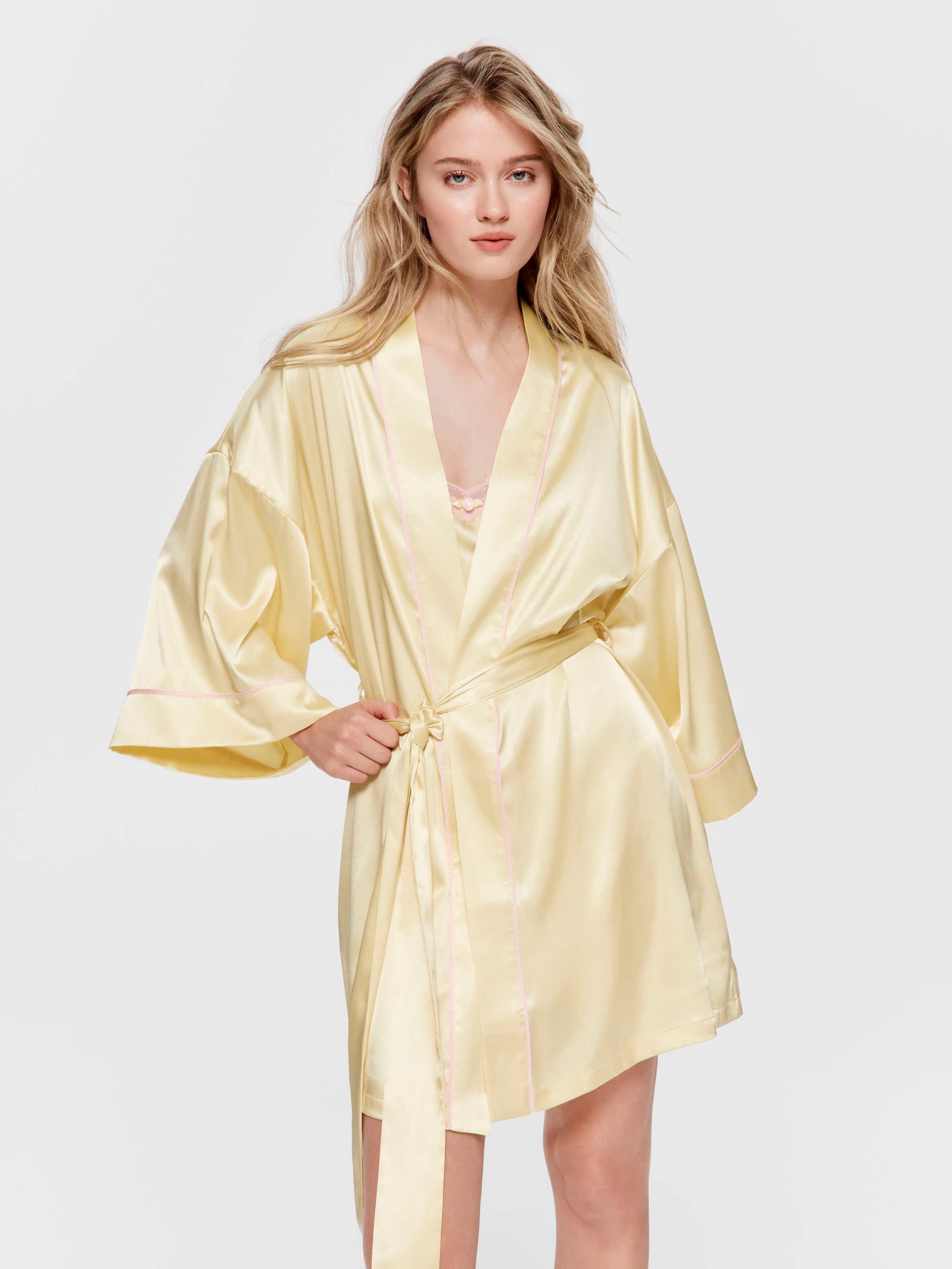 Lemon Satin Gown Lemon - Peter Alexander Online