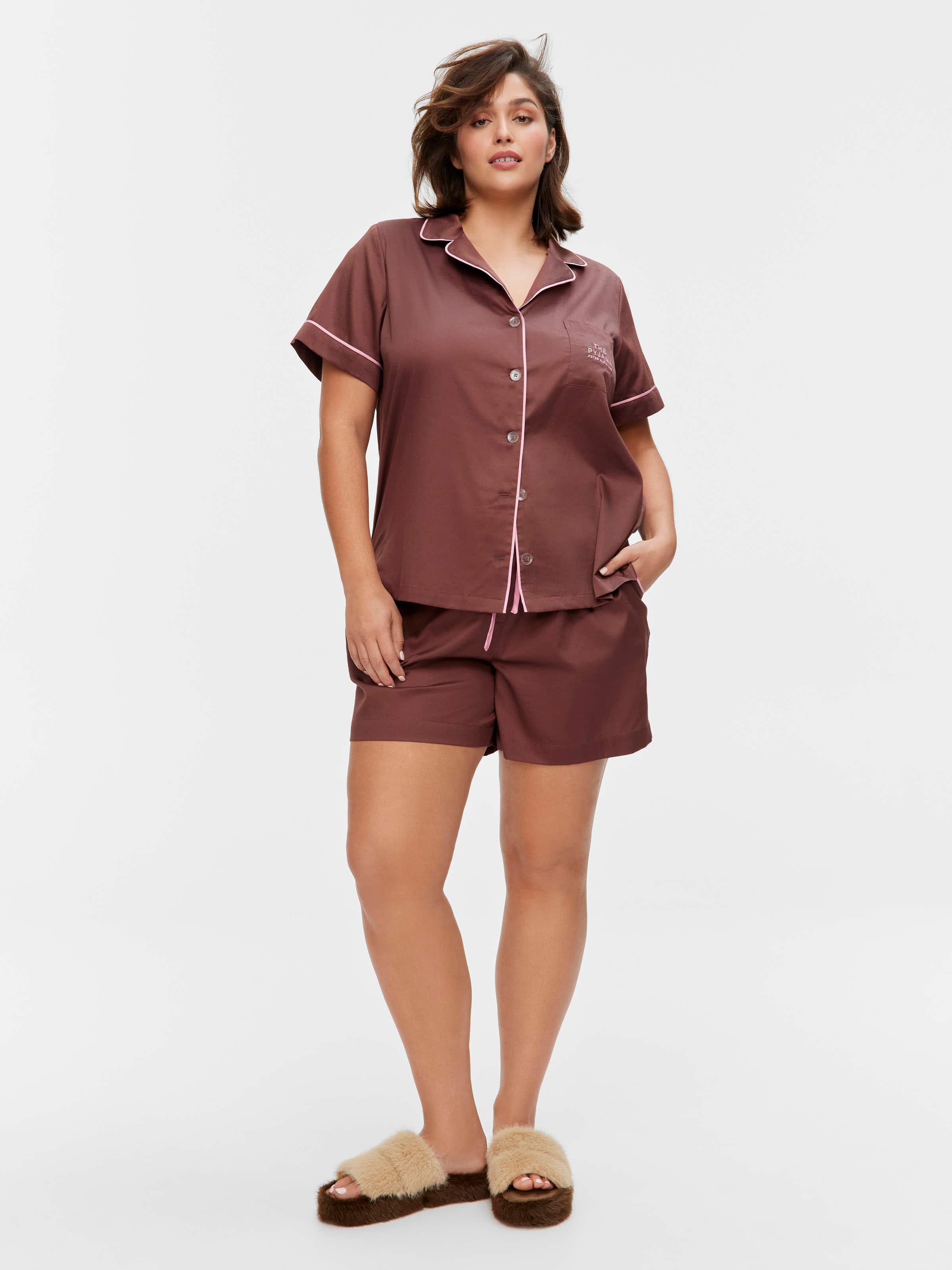 P.A. Plus Sweet Chocolate 100% Soft Cotton Shortie Pj Set