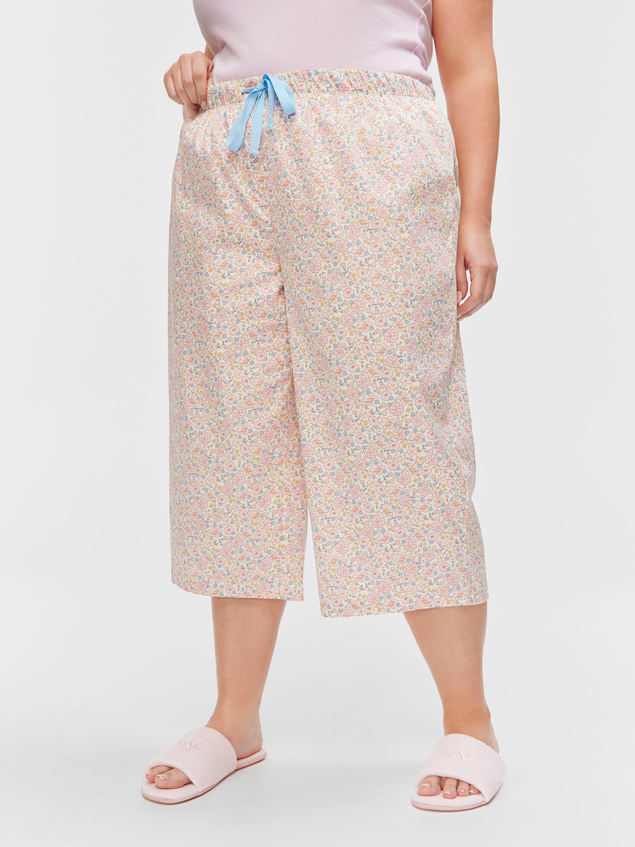 P.A. Plus Vintage Floral 100% Cotton 3/4 Pj Pant