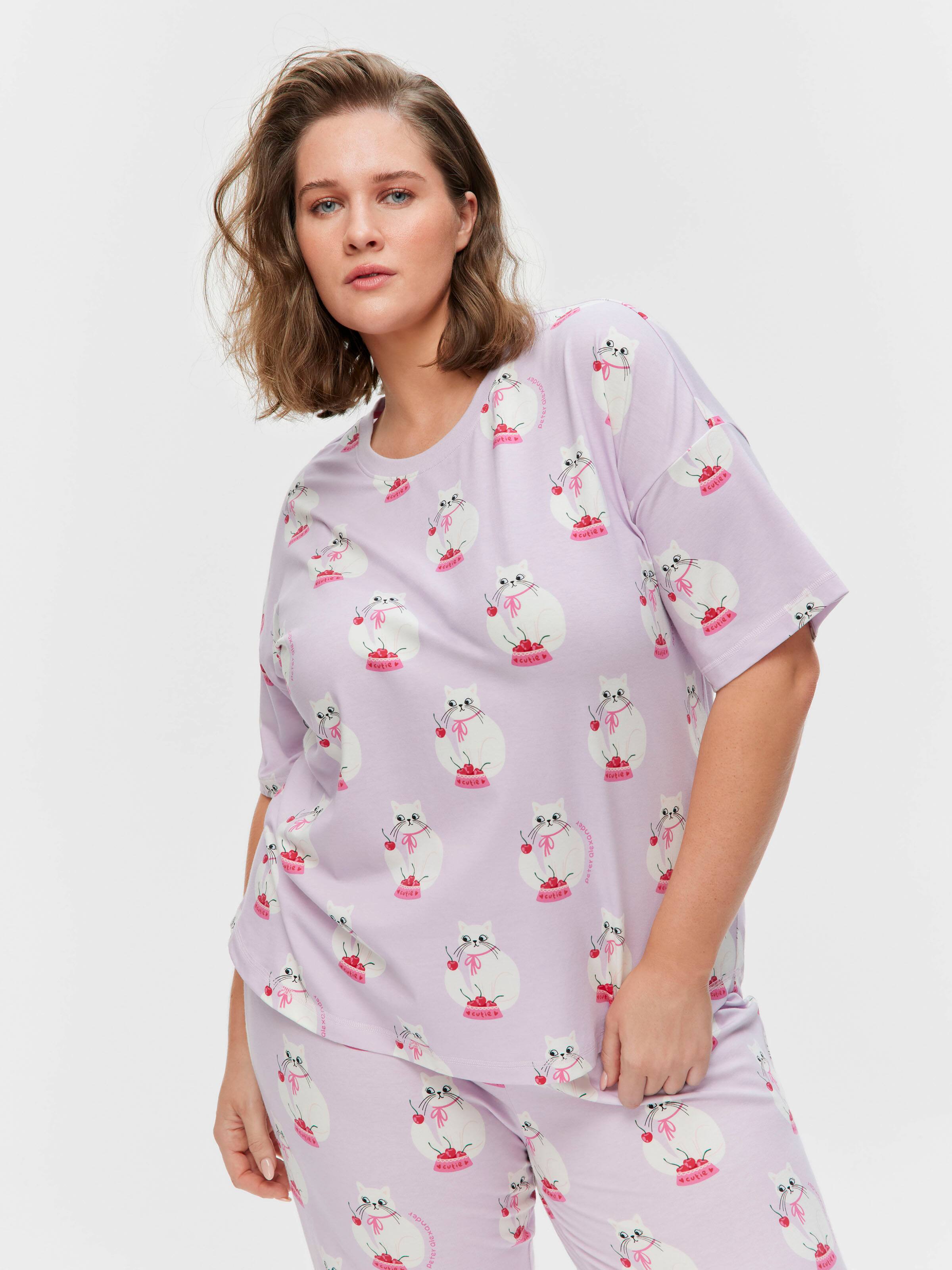 P.A. Plus Cherry Cat Oversized Tee