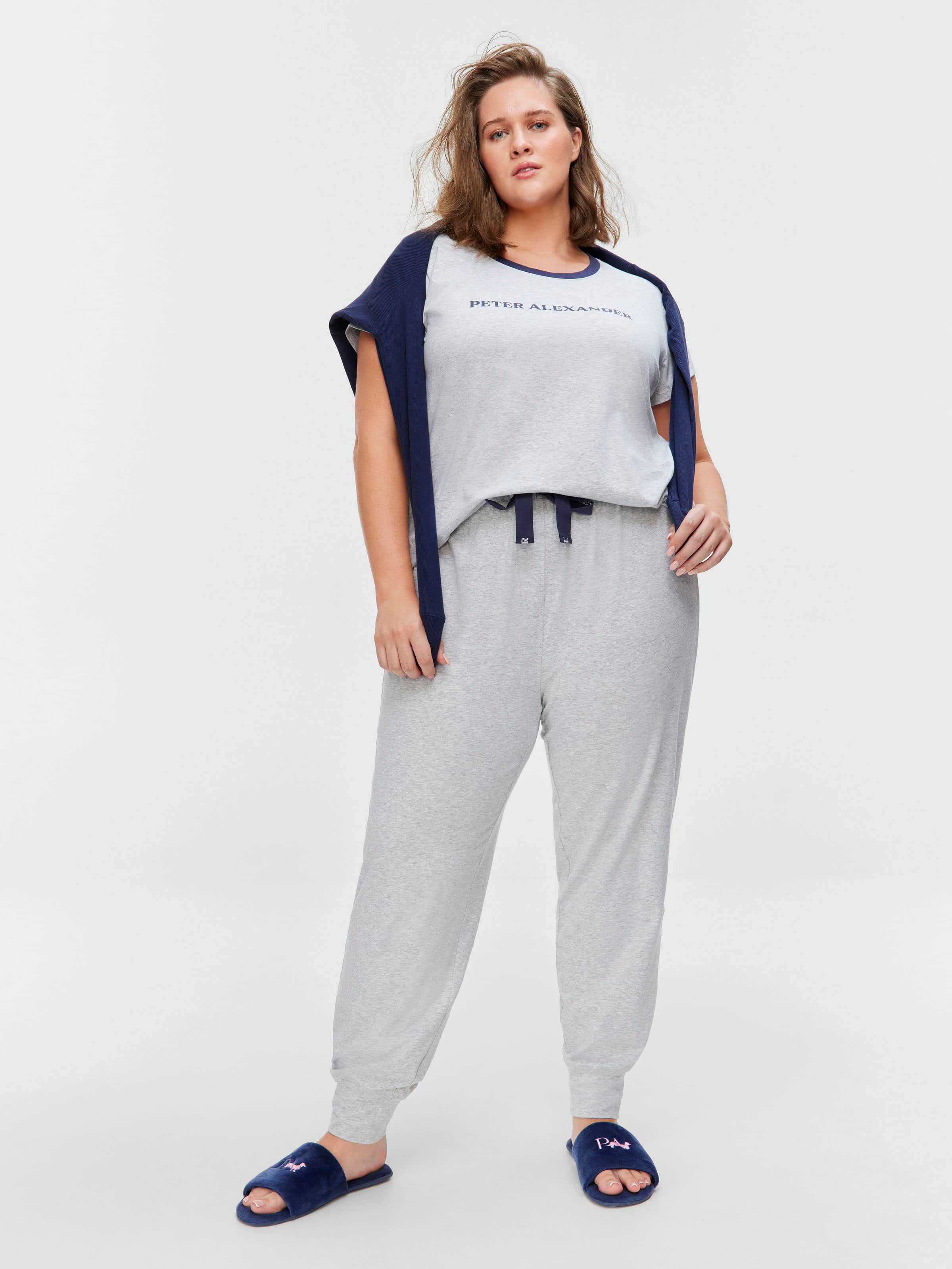 P.A. Plus Grey Marle Branded Easy Pj Pant