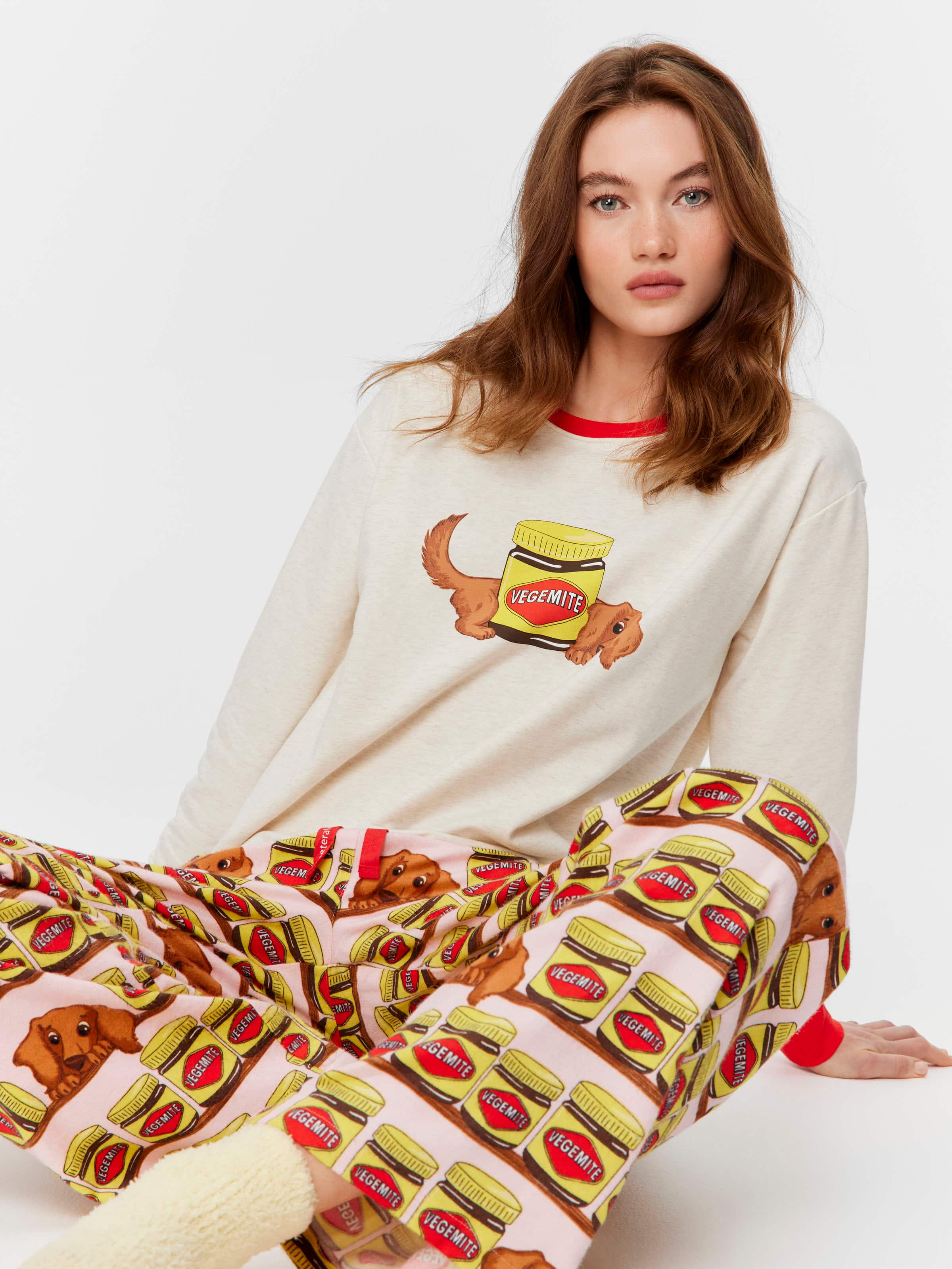 Vegemite Sweater & Bamboo Flannelette Pant Pj Set Multi - Peter Alexander Online