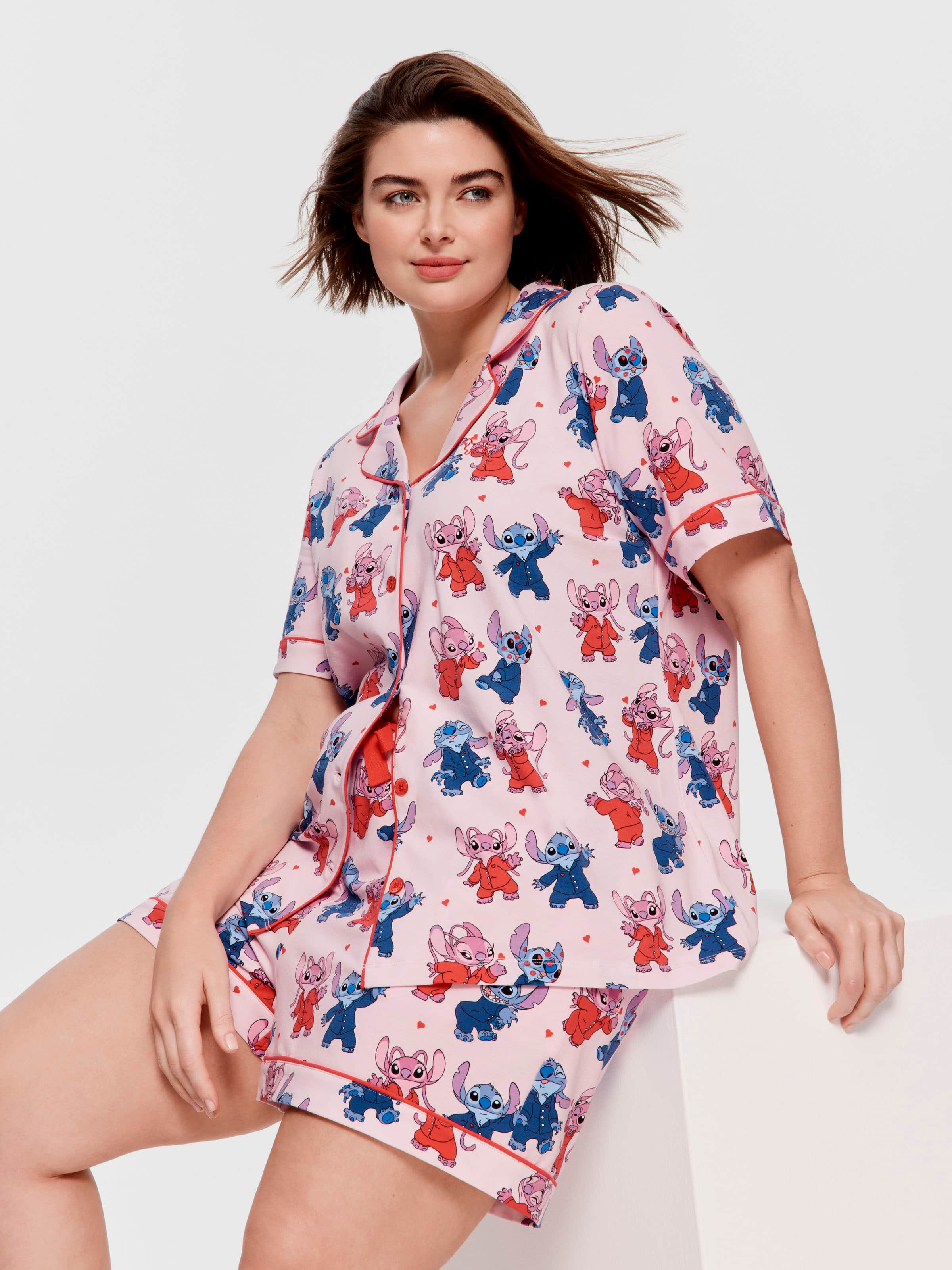 P.A. Plus Disney Stitch & Angel Love Shortie Pj Set