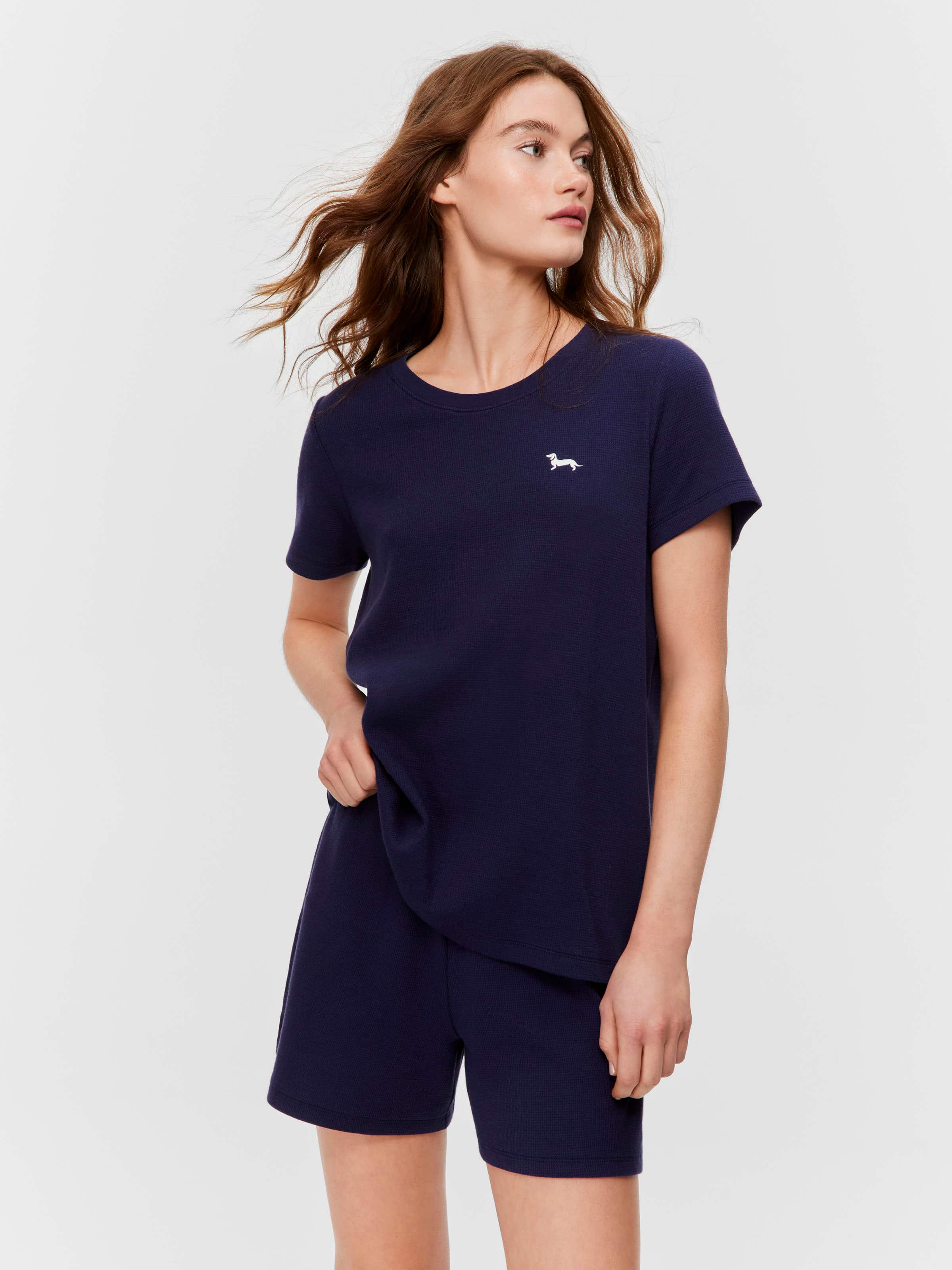 Navy Waffle Tee