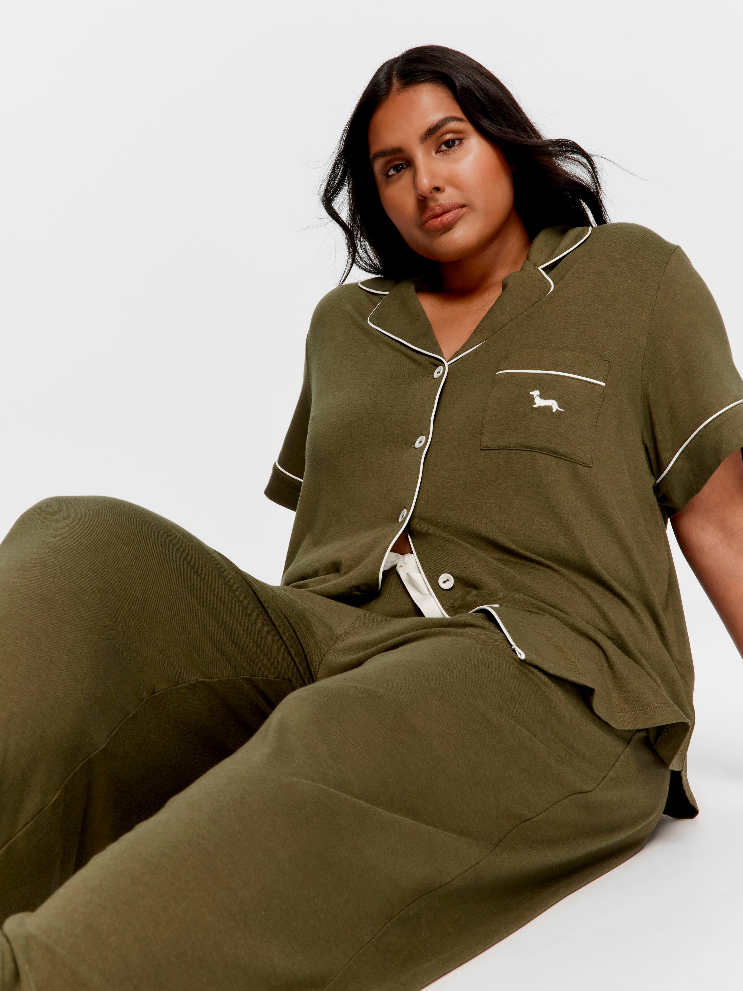 P.A. Plus Green Bamboo Jersey Short Sleeve & Pant Pj Set