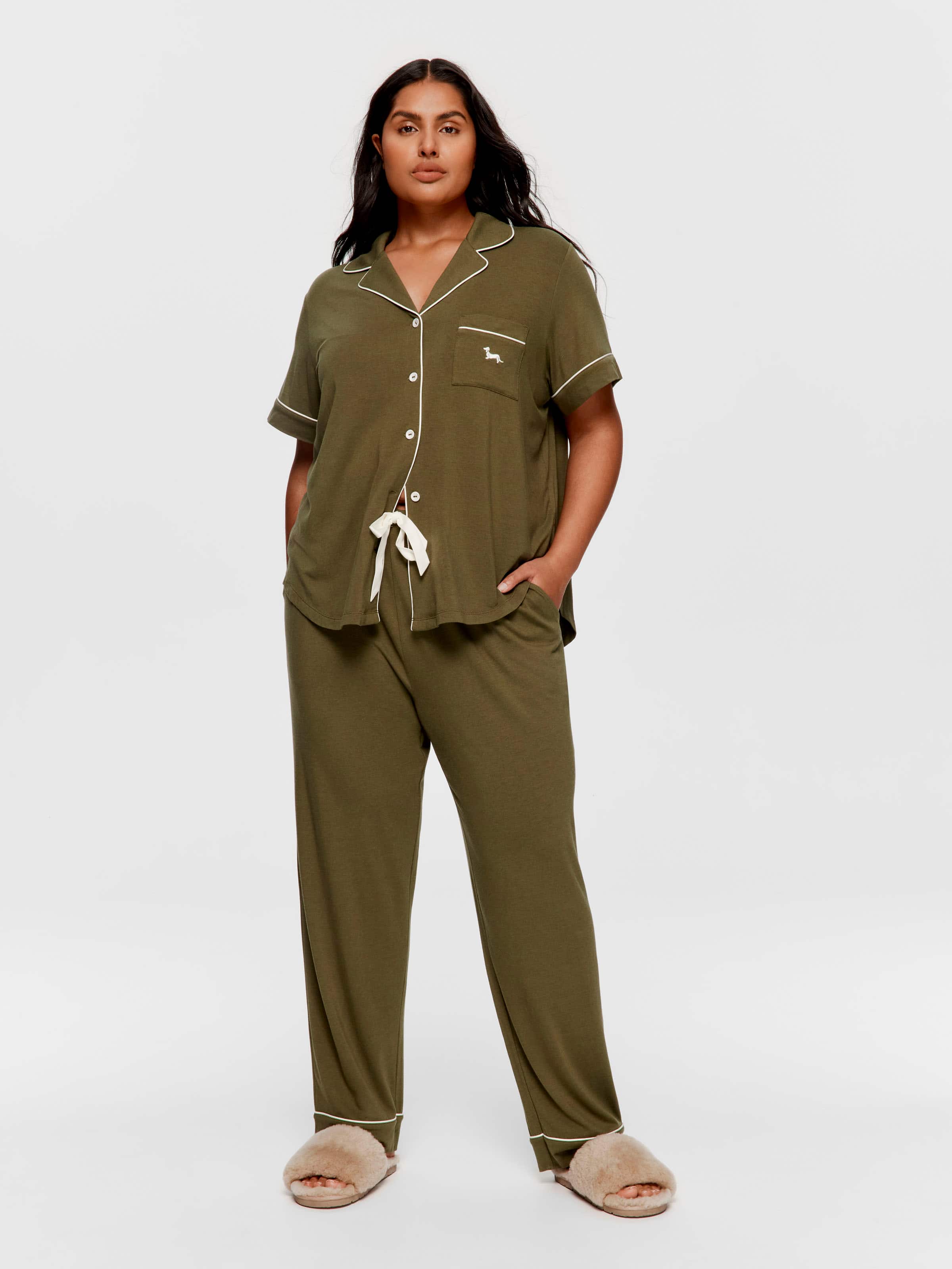 P.A. Plus Green Bamboo Jersey Short Sleeve & Pant Pj Set