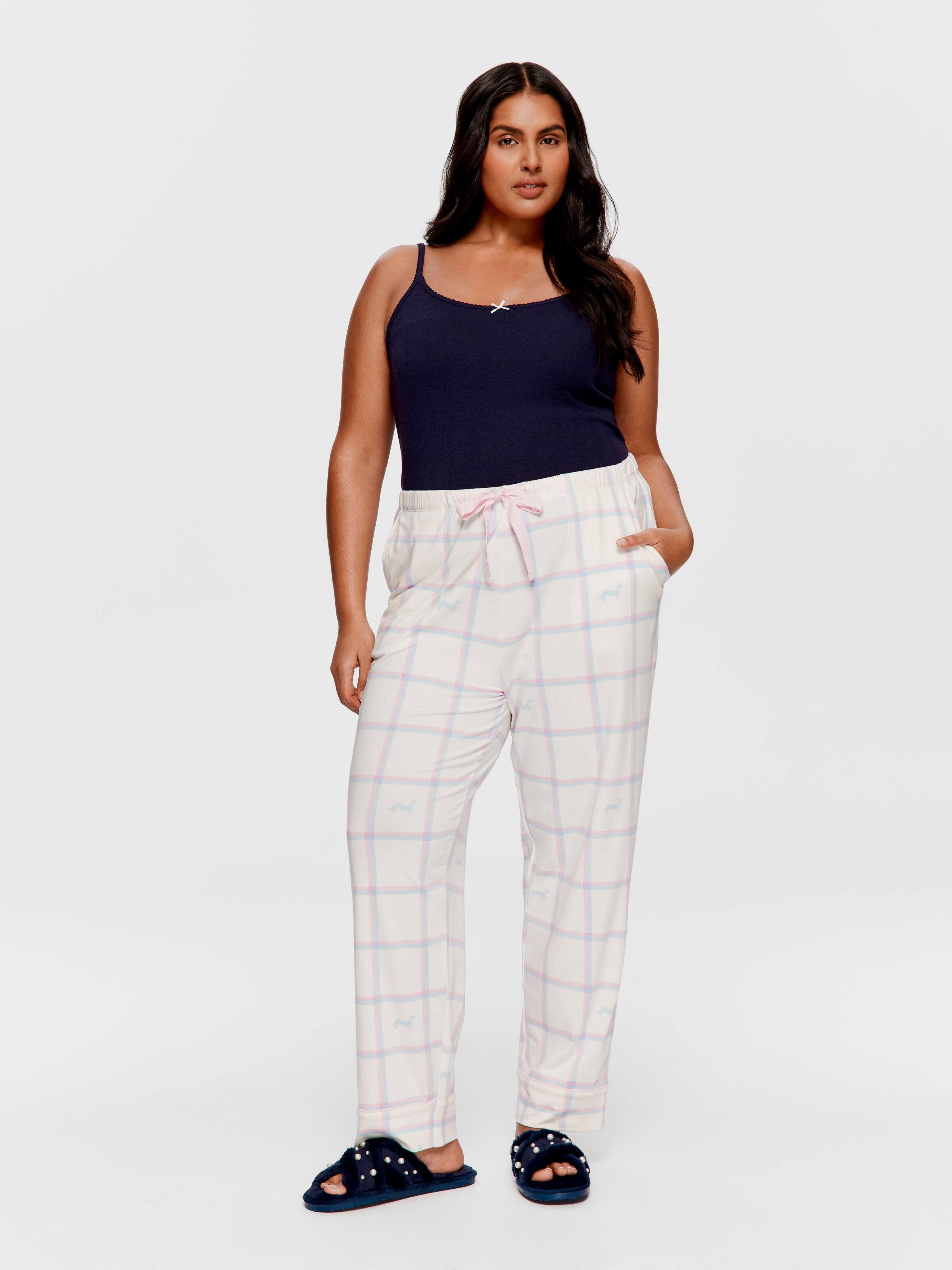 P.A. Plus Cream Windowpane Tapered Pj Pant