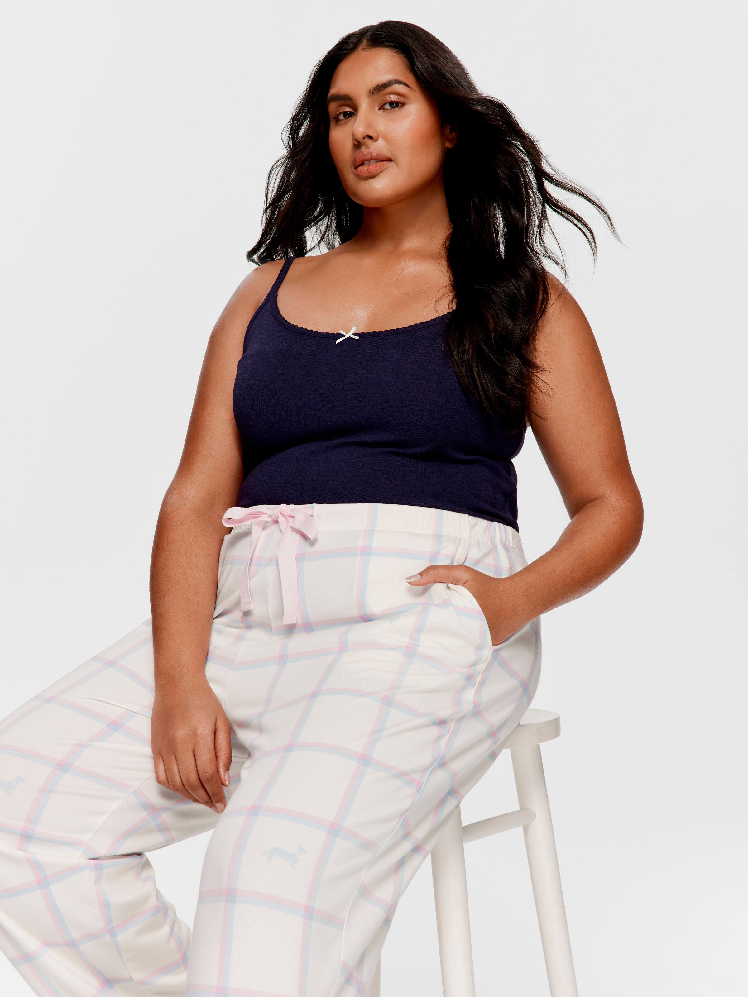 P.A. Plus Cream Windowpane Tapered Pj Pant