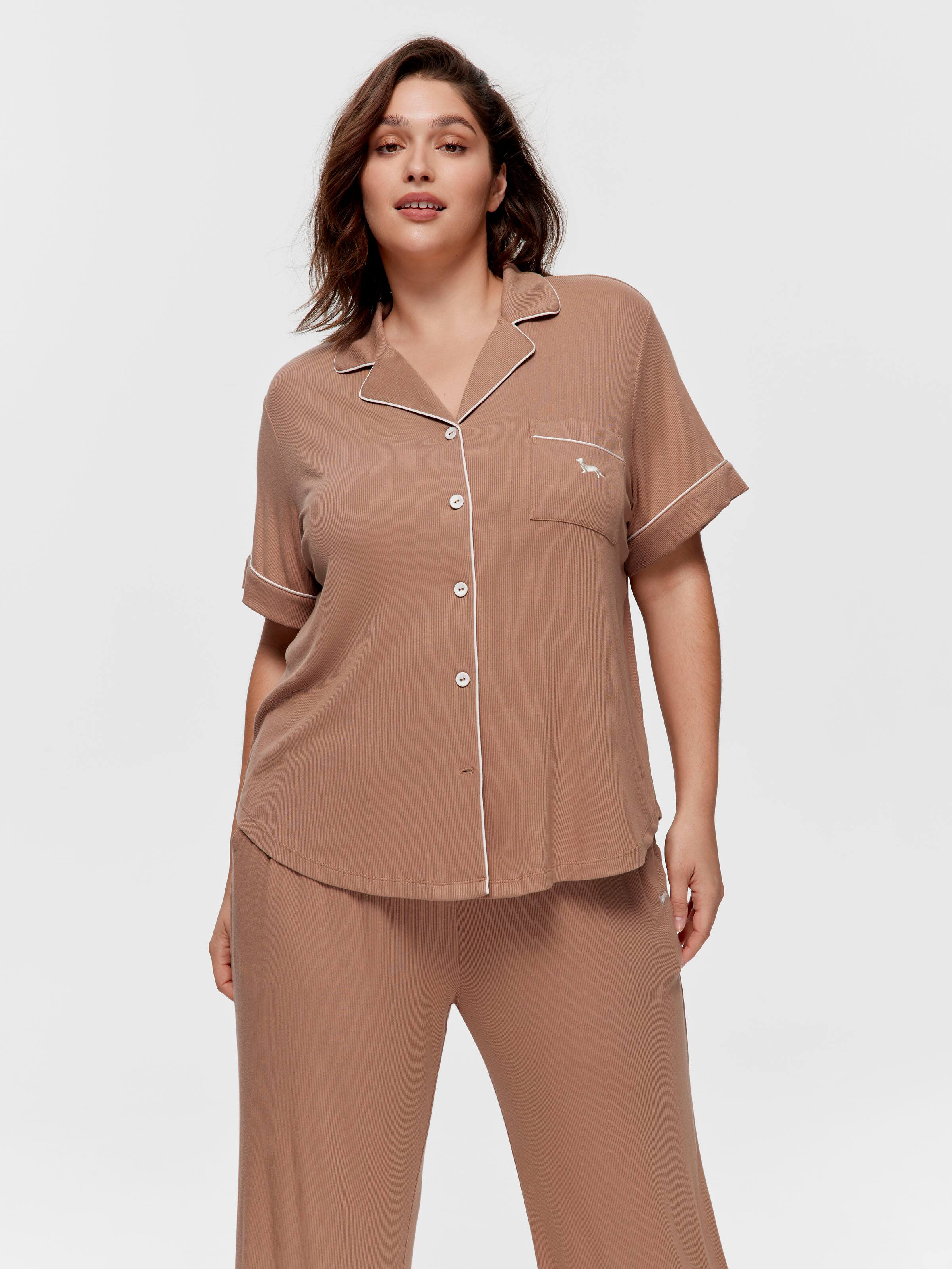 P.A. Plus Caramel Bamboo Rib Short Sleeve Shirt