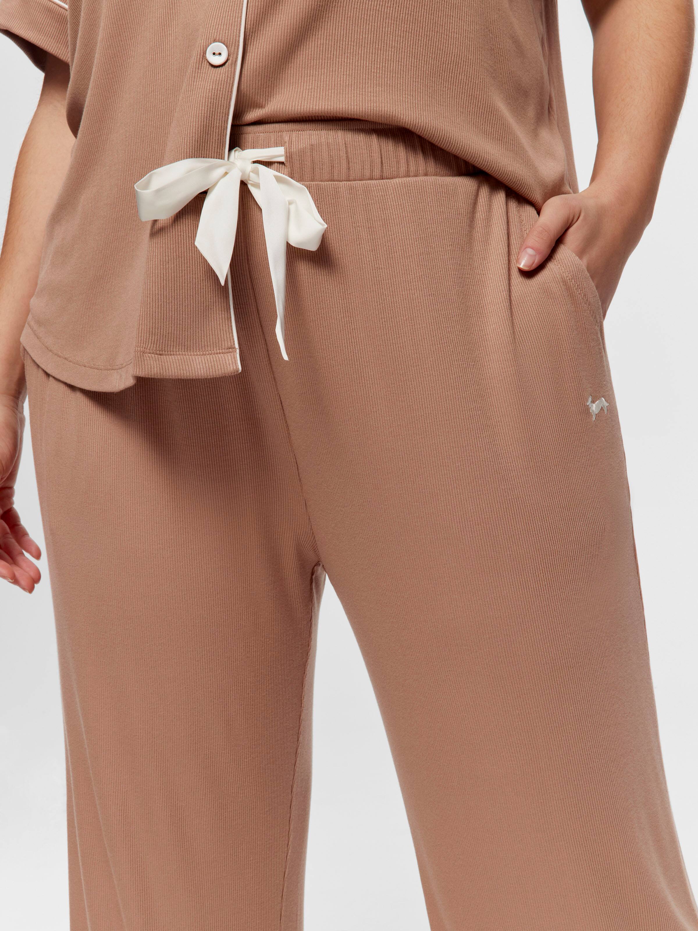 P.A. Plus Caramel Bamboo Rib 3/4 Pj Pant