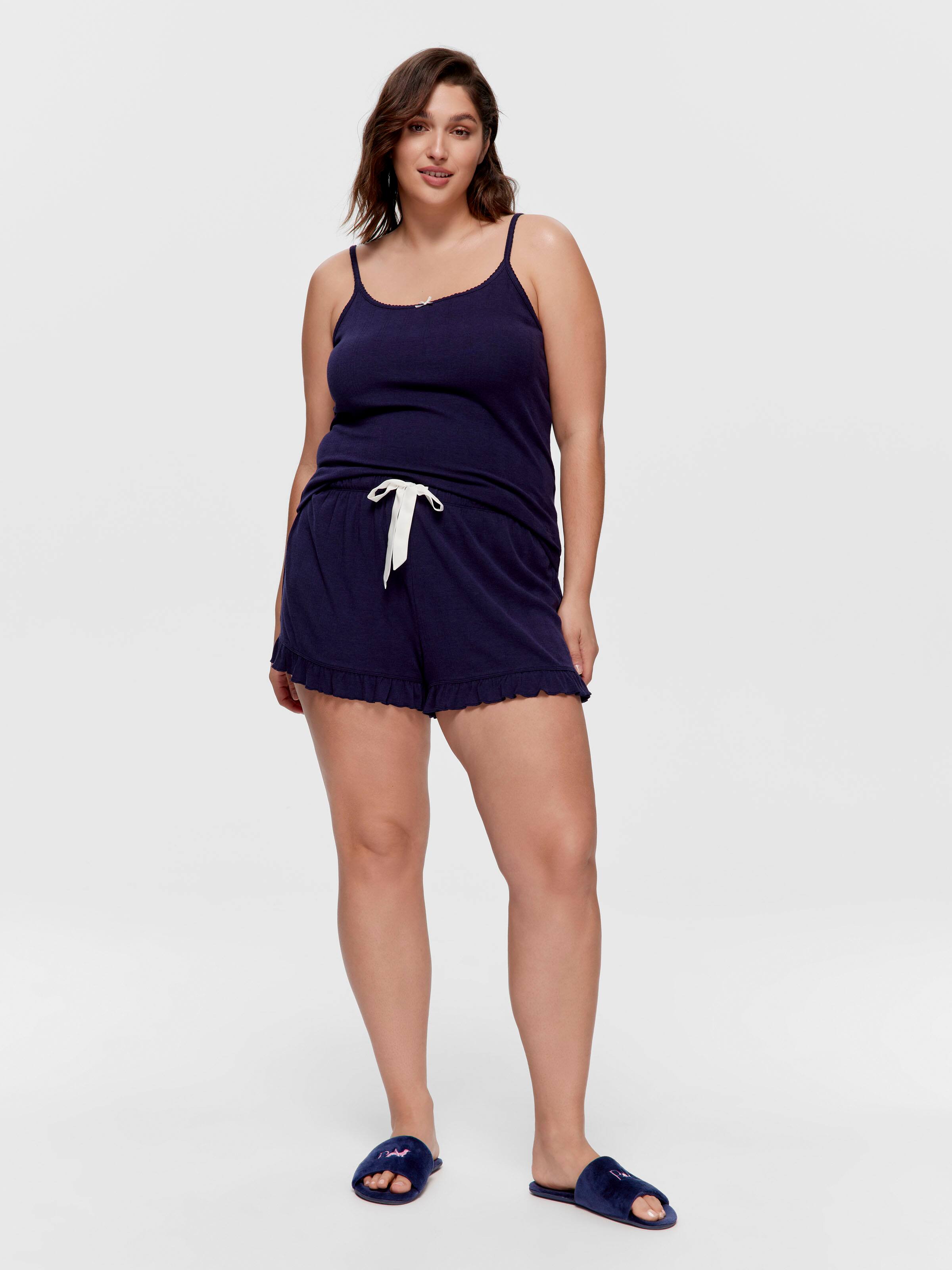 P.A. Plus Navy Pointelle Mini Flutter Short