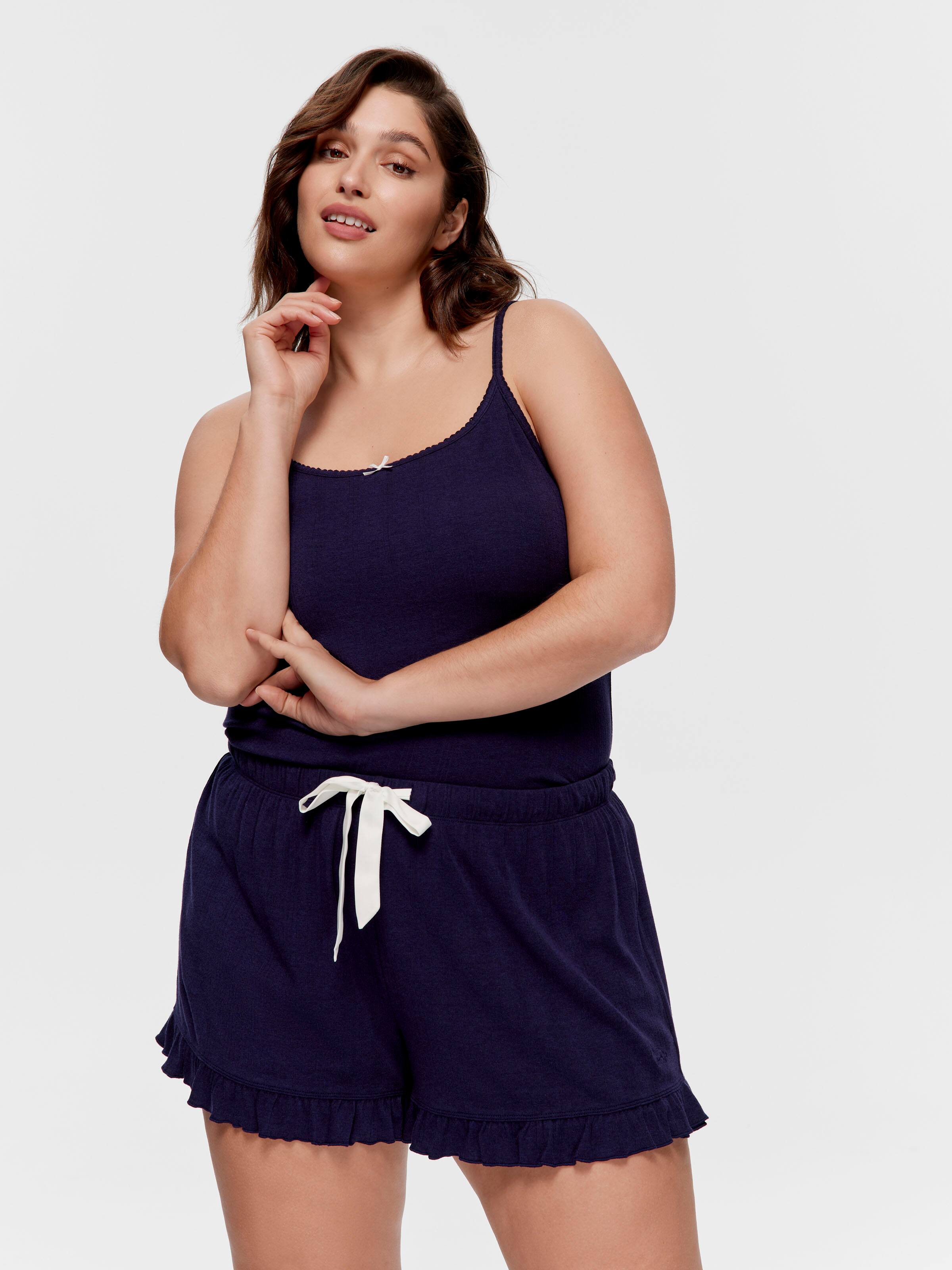 P.A. Plus Navy Pointelle Mini Flutter Short