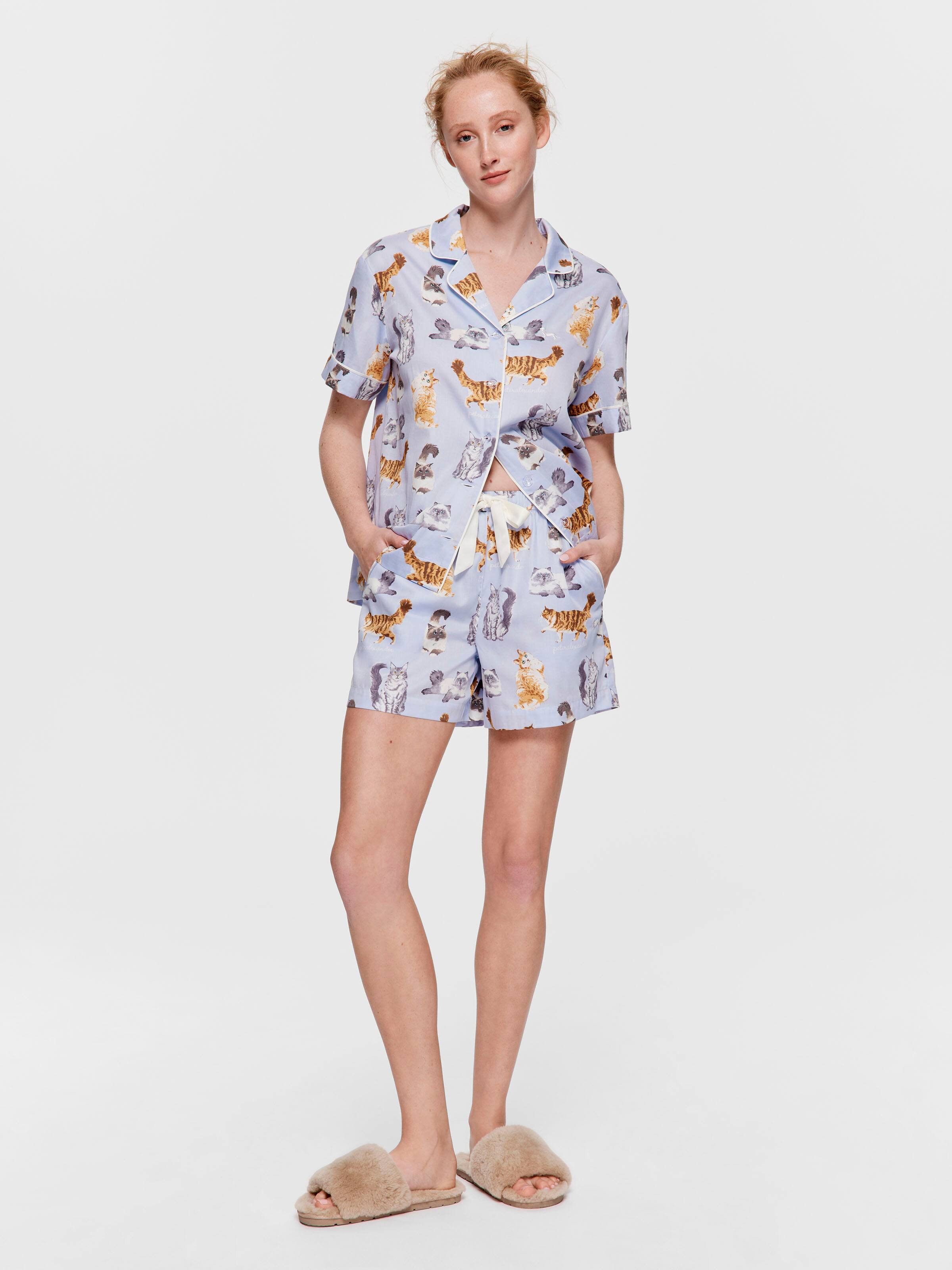 Mixed Cats 100% Cotton Relaxed Mid Short