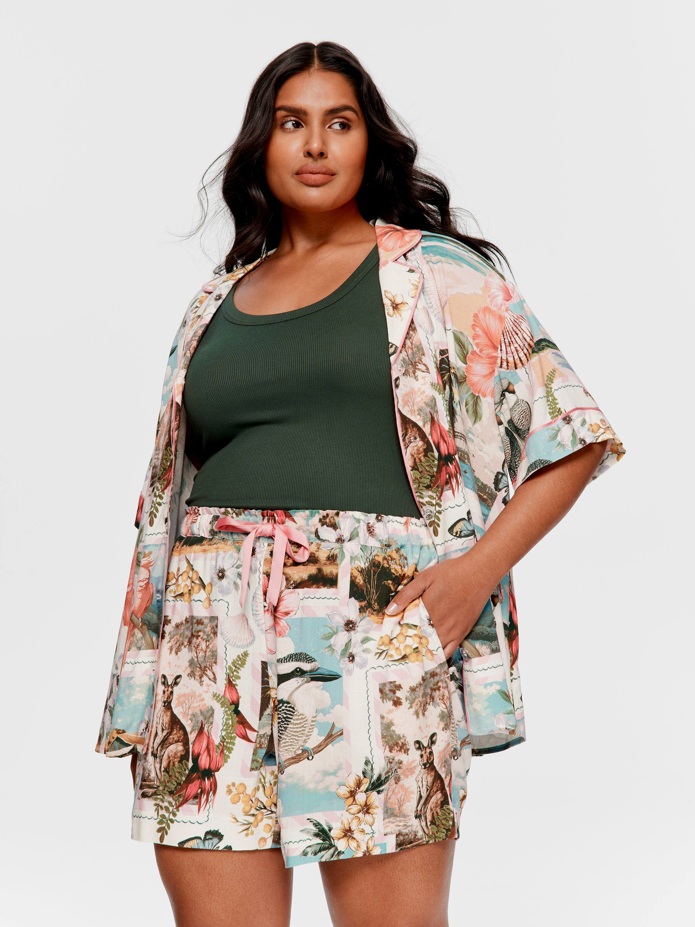 P.A. Plus Aussie Postcards Shortie Pj Set