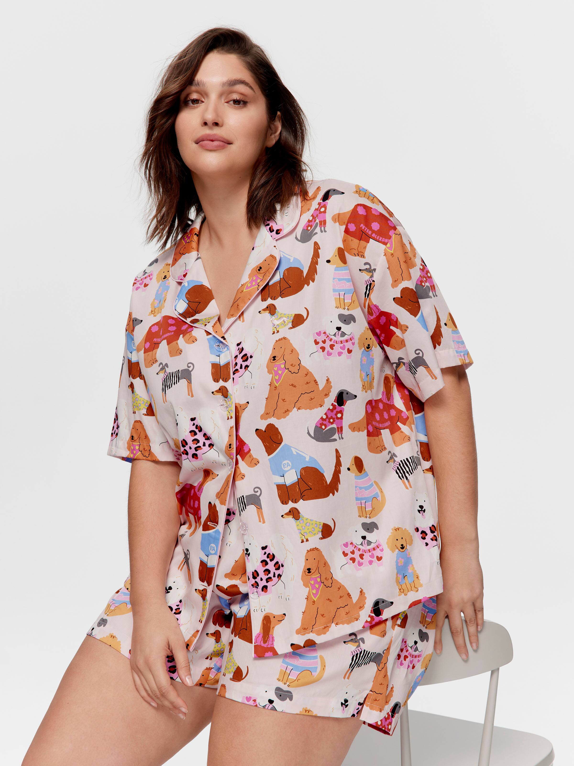 P.A. Plus Abstract Dogs 100% Cotton Shortie Pj Set