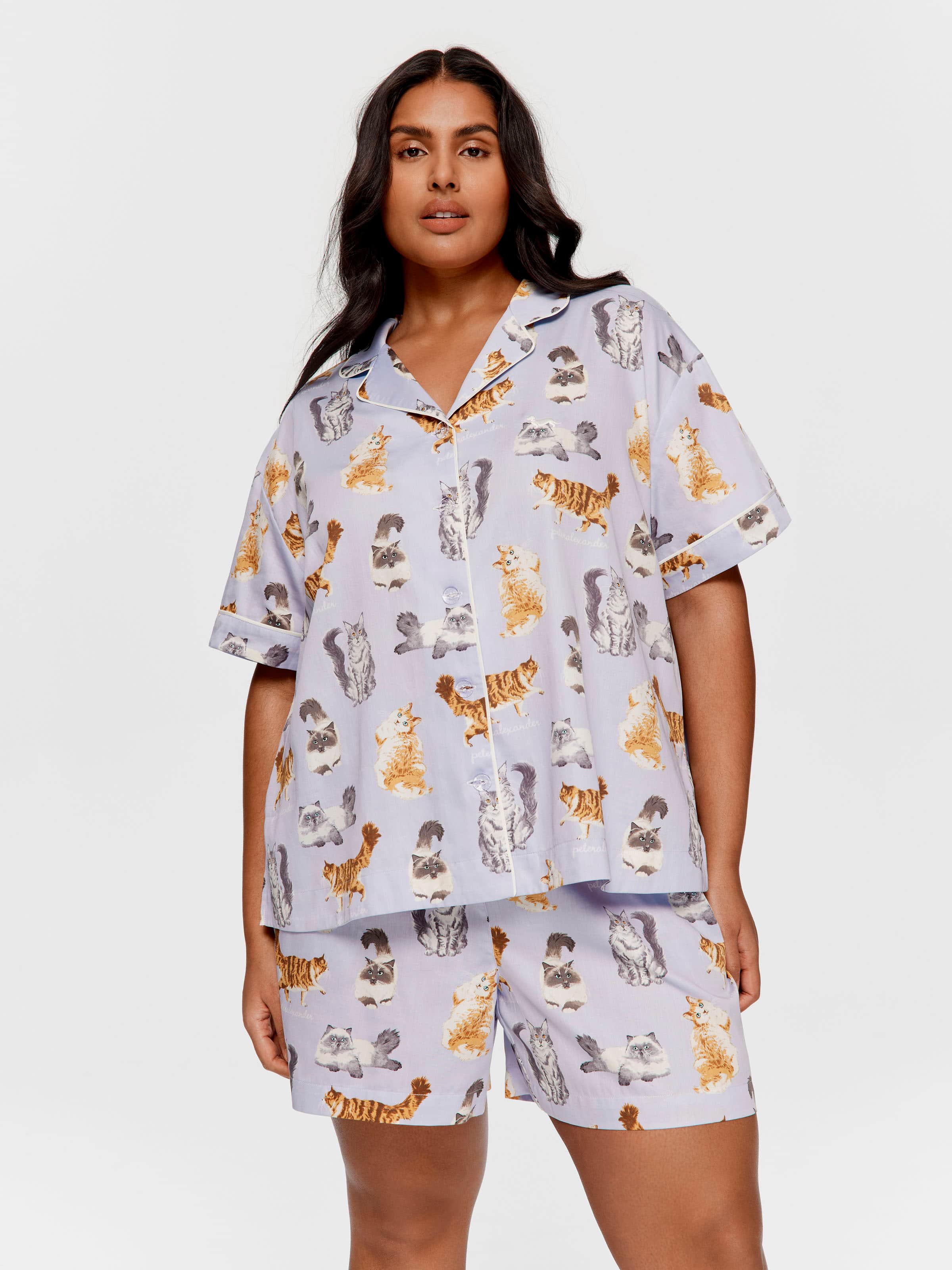 P.A. Plus Mixed Cats 100% Cotton Short Sleeve Shirt